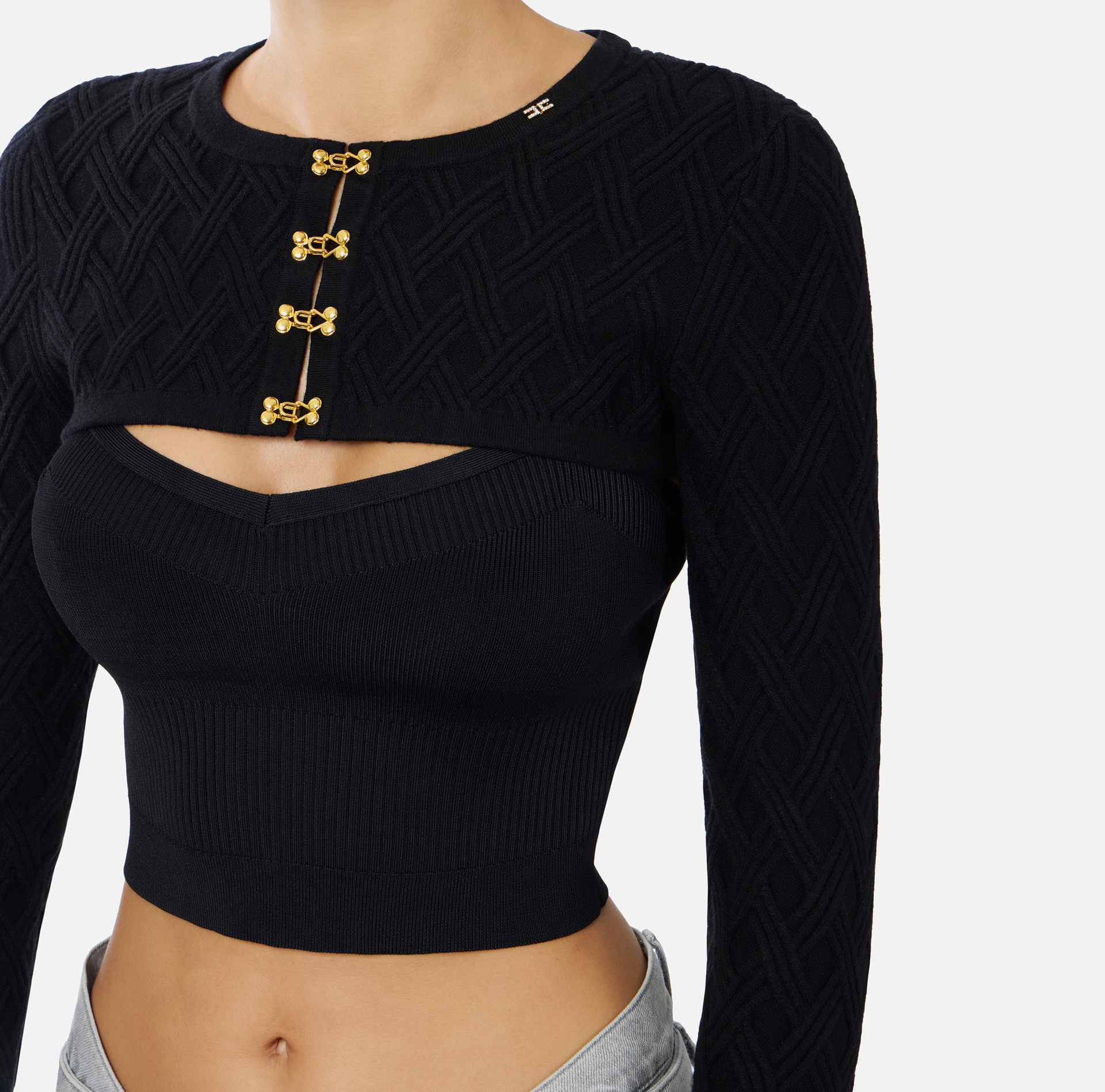 Cardigan en maille avec crochets bijoux - Elisabetta Franchi