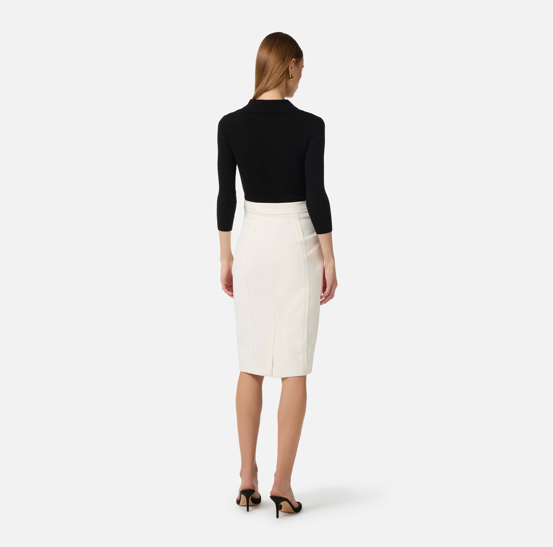 Dzianinowa koszulka polo w mikro warkocze - Elisabetta Franchi