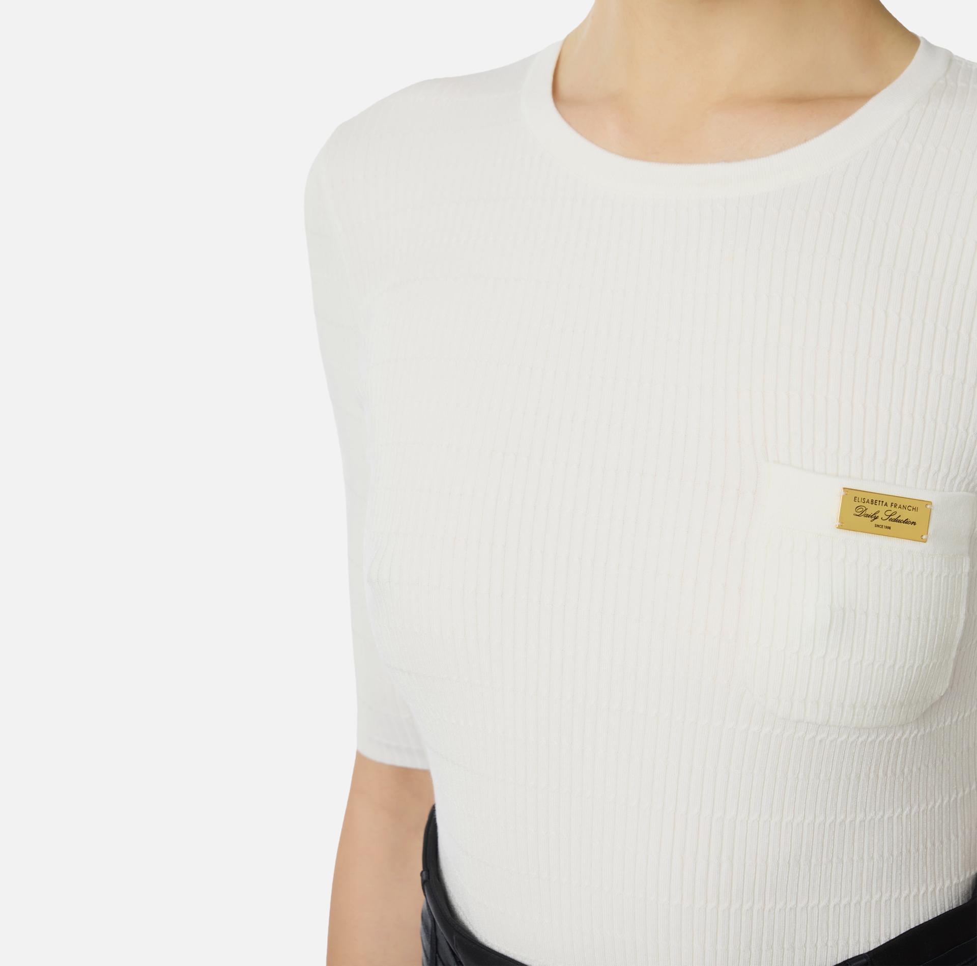 Top dzianinowy w mikro warkocze - Elisabetta Franchi