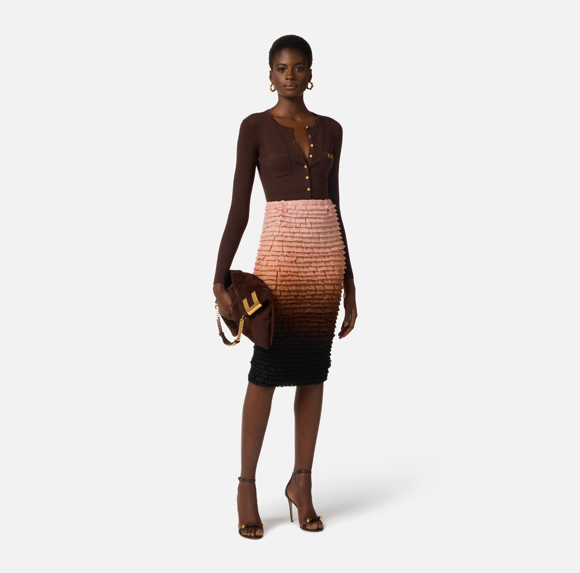 Kardigan dzianinowy w mikro warkocze - Elisabetta Franchi