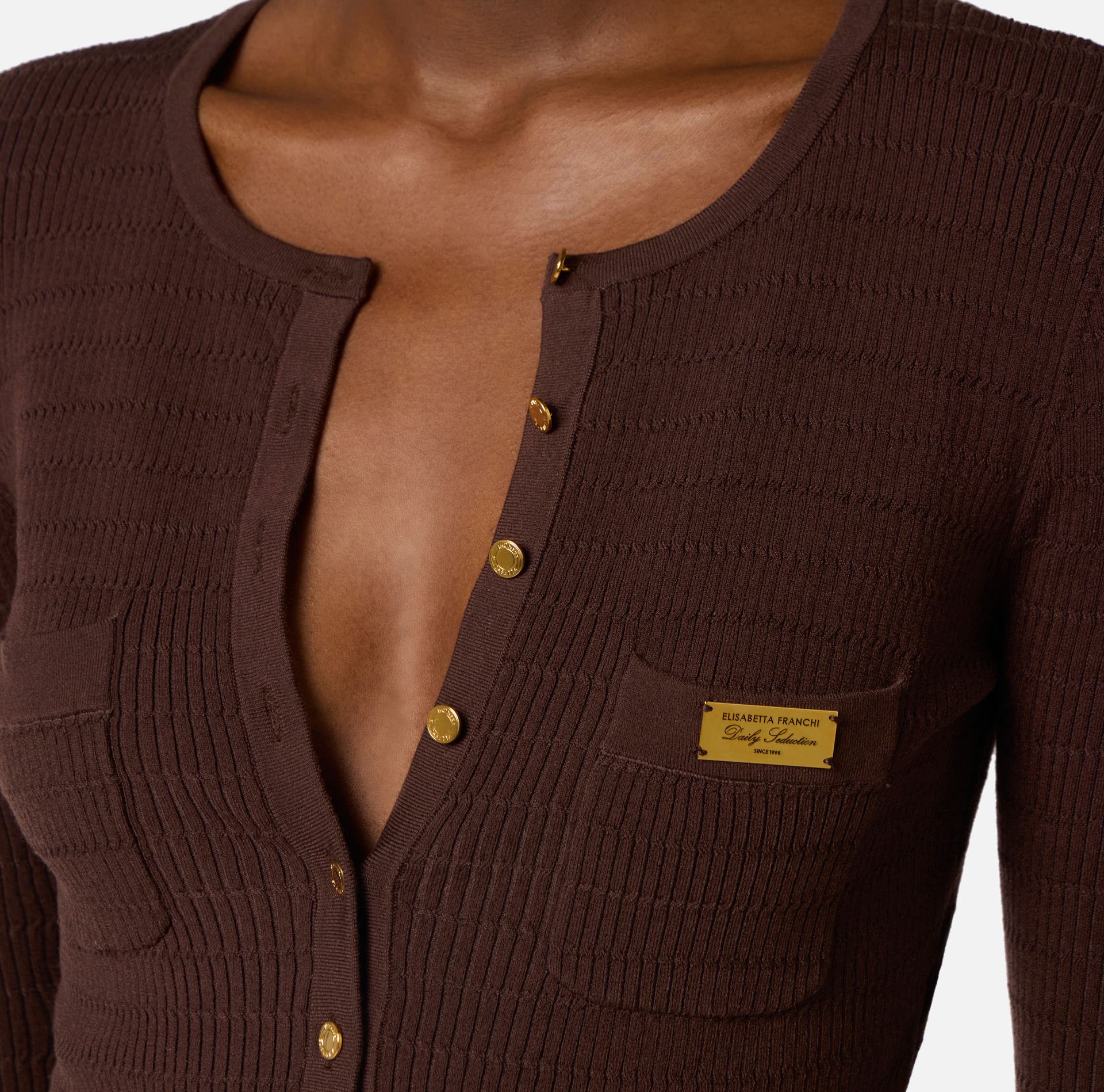 Kardigan dzianinowy w mikro warkocze - Elisabetta Franchi