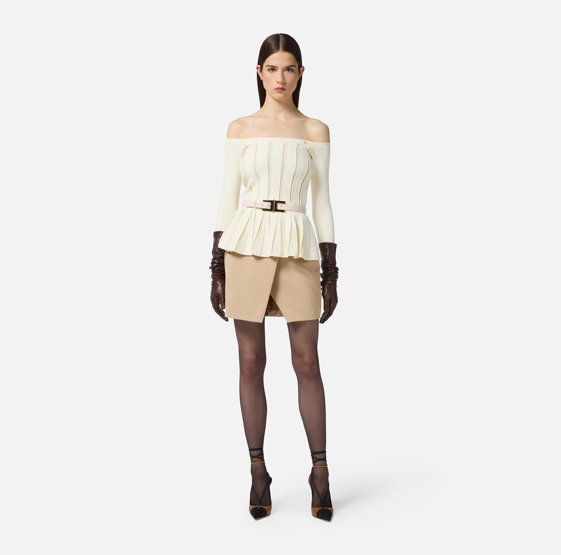 Viscose knit top with peplum - Elisabetta Franchi