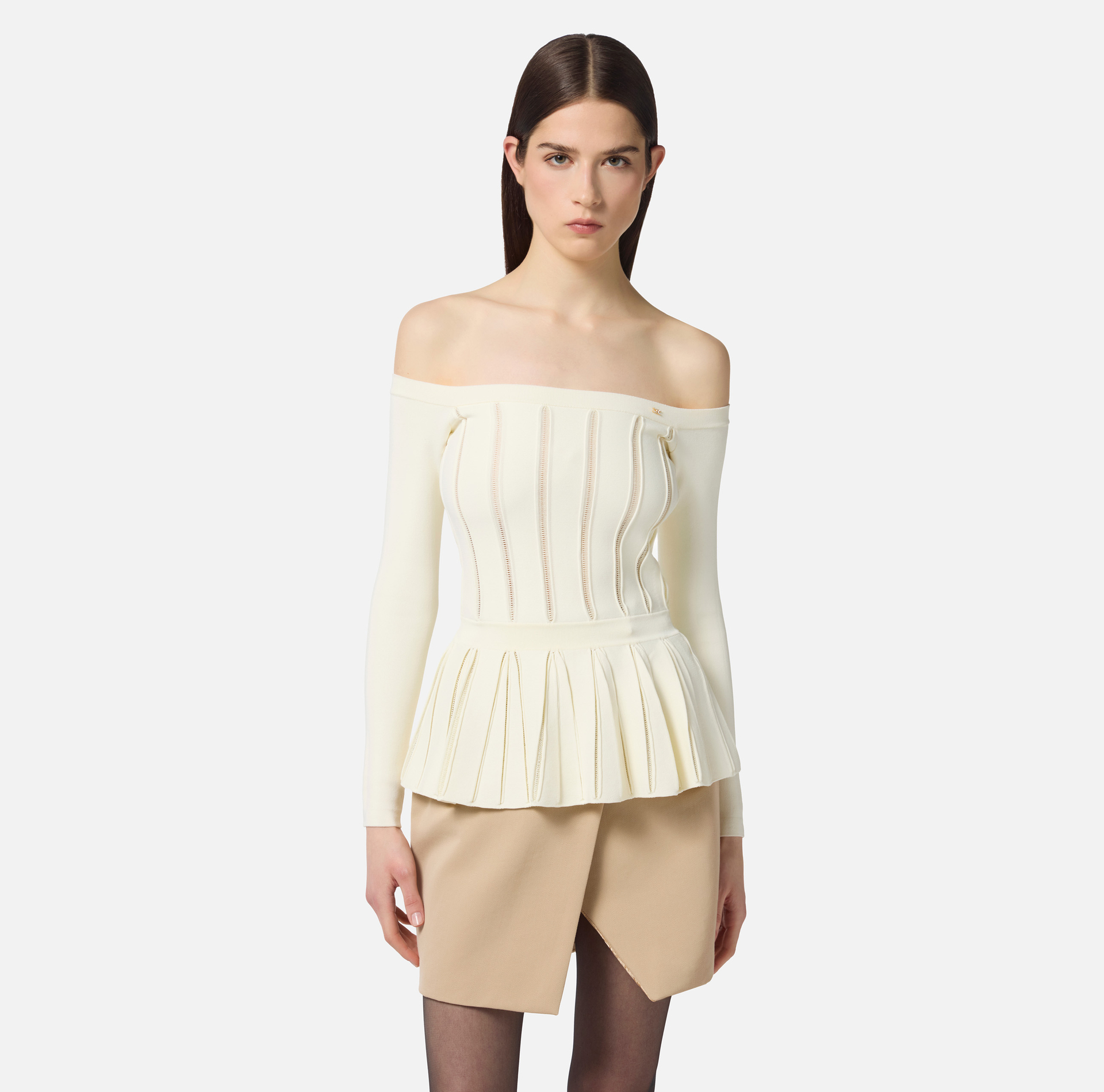 Viscose knit top with peplum - Elisabetta Franchi