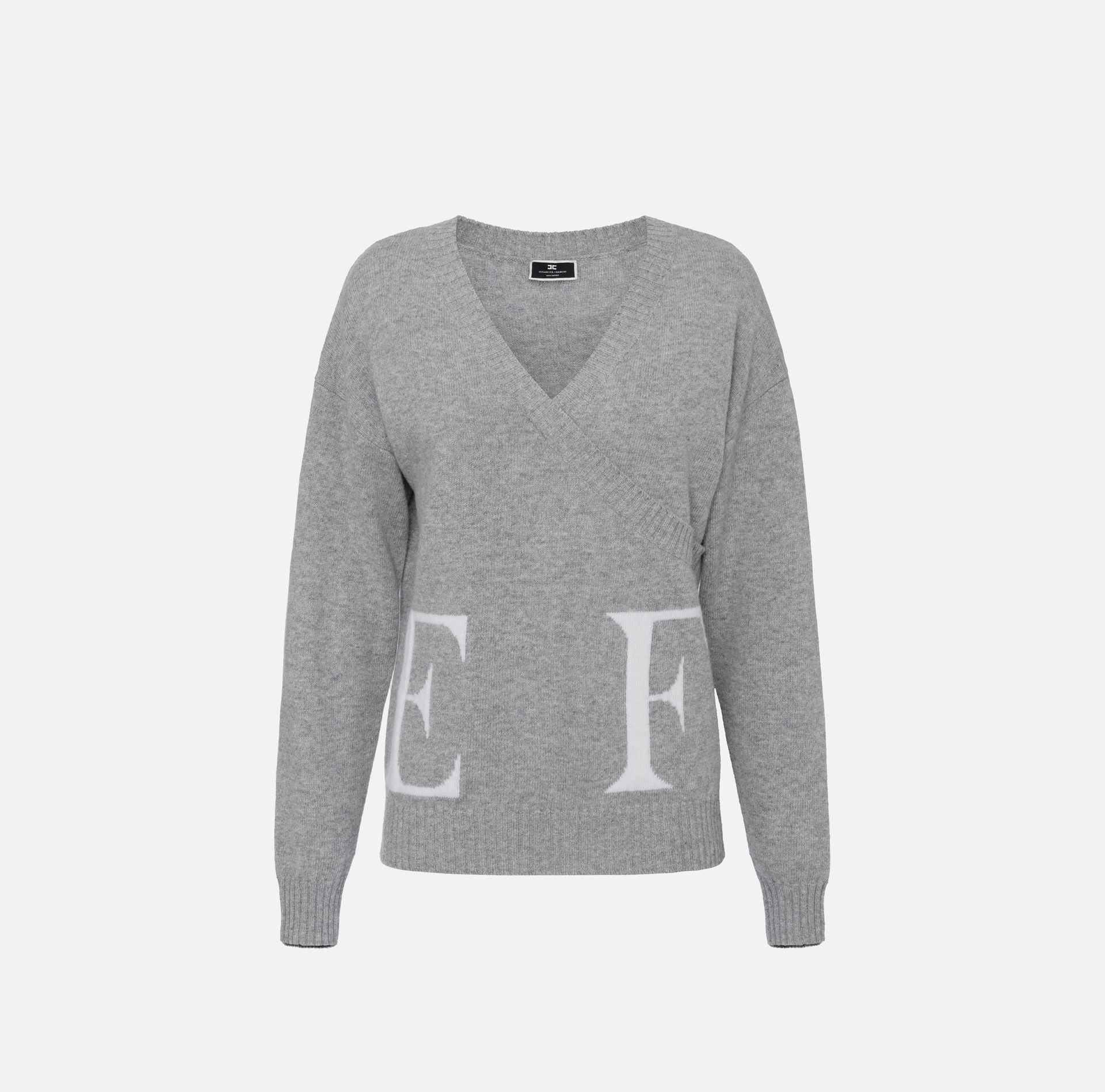 Maglia incrociata in lana con logo - ABBIGLIAMENTO - Elisabetta Franchi