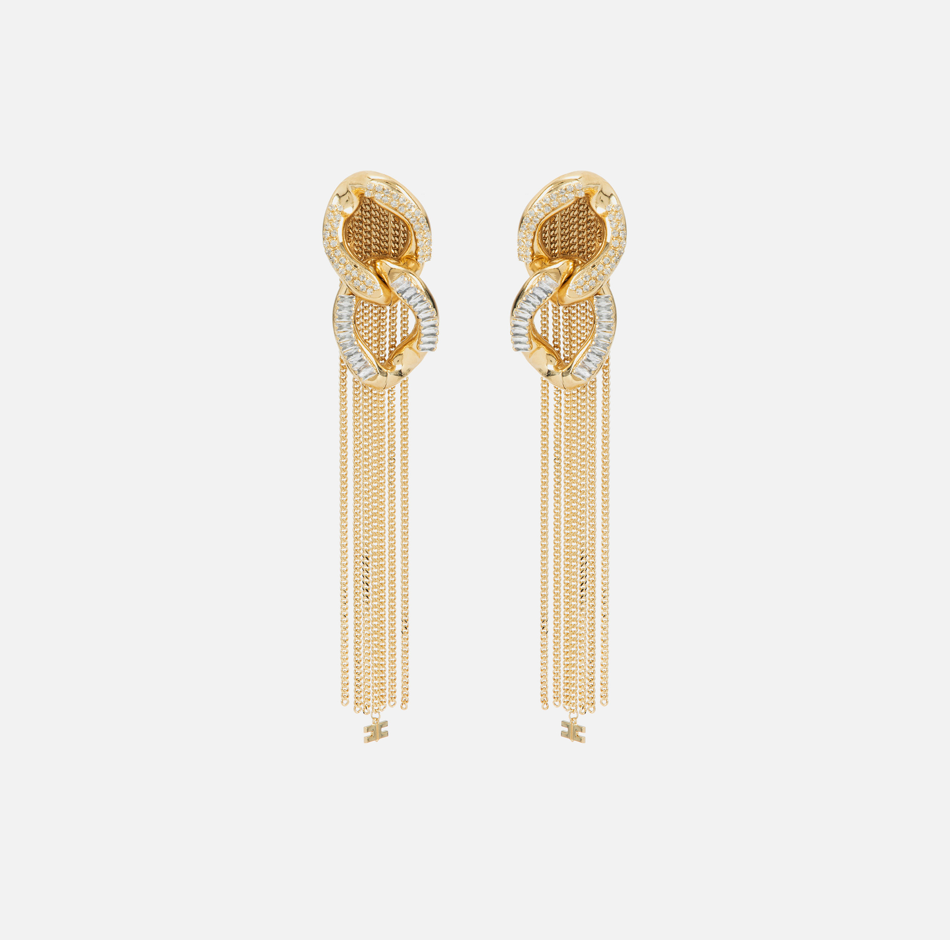 Boucles d'oreilles pendentifs en métal doré avec maxi chaîne - ACCESSORI - Elisabetta Franchi