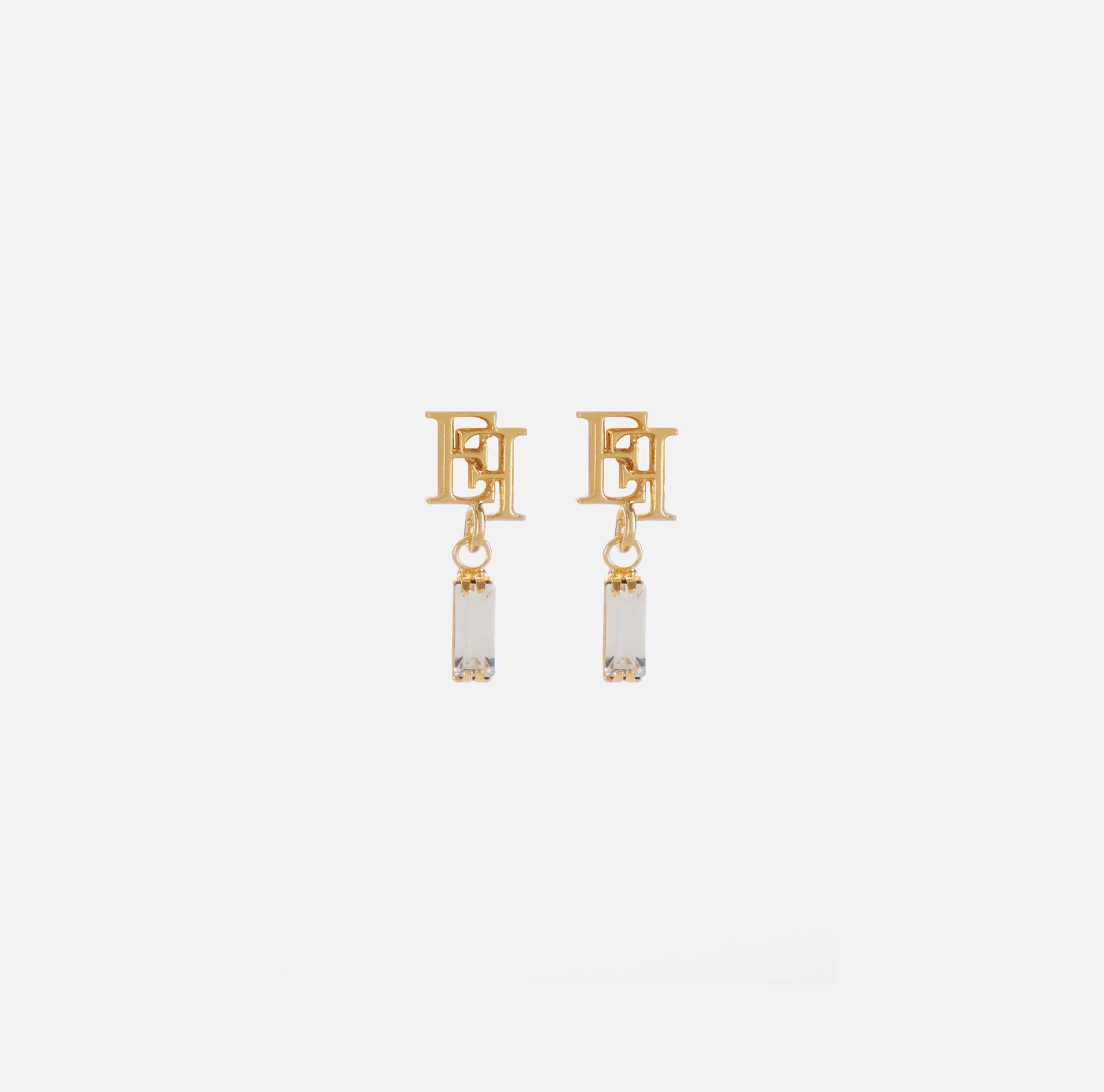 Pendant earrings with logo and rhinestones - Elisabetta Franchi