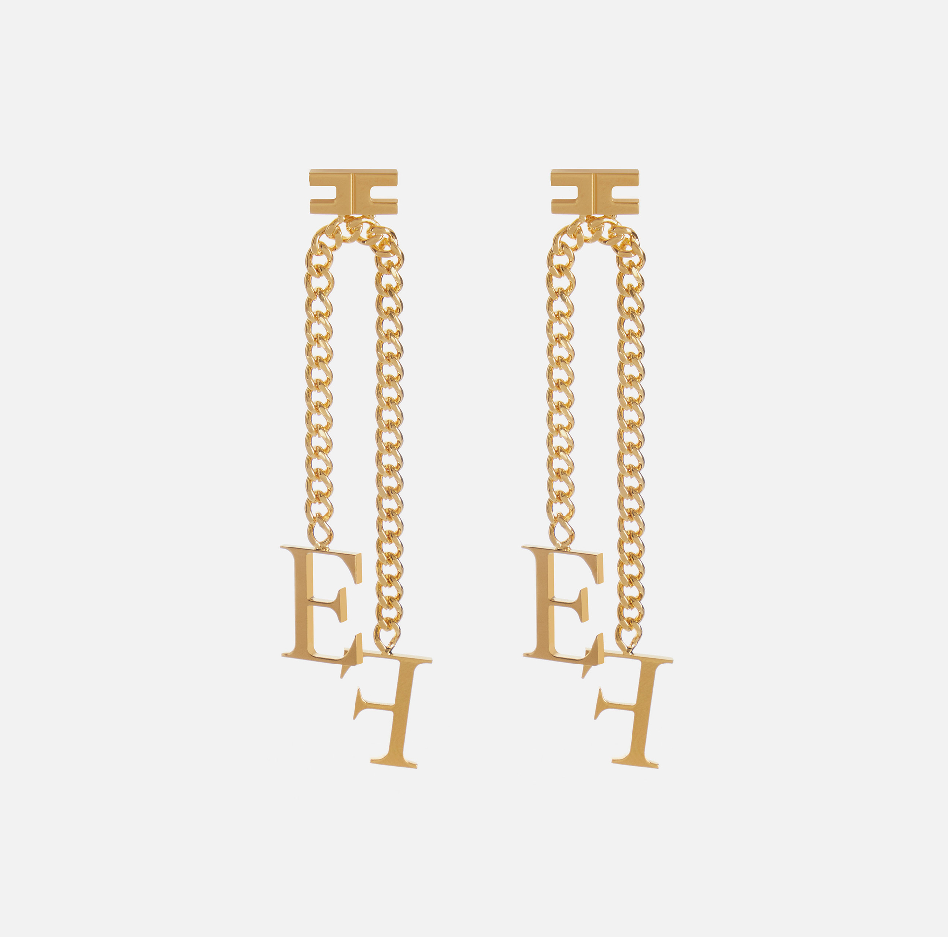 Boucles d'oreilles avec chaîne pendentif et logo - Elisabetta Franchi