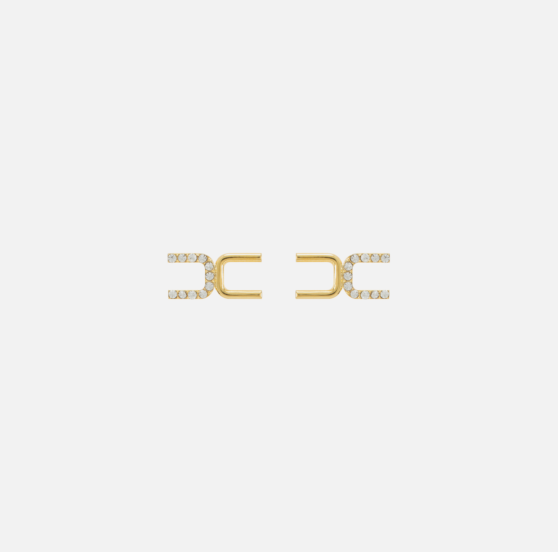 Boucles d'oreilles logo en métal doré et strass - ACCESSORI - Elisabetta Franchi