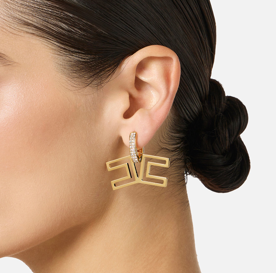 Kolczyki z panelem pokrytym kryształkami - Elisabetta Franchi