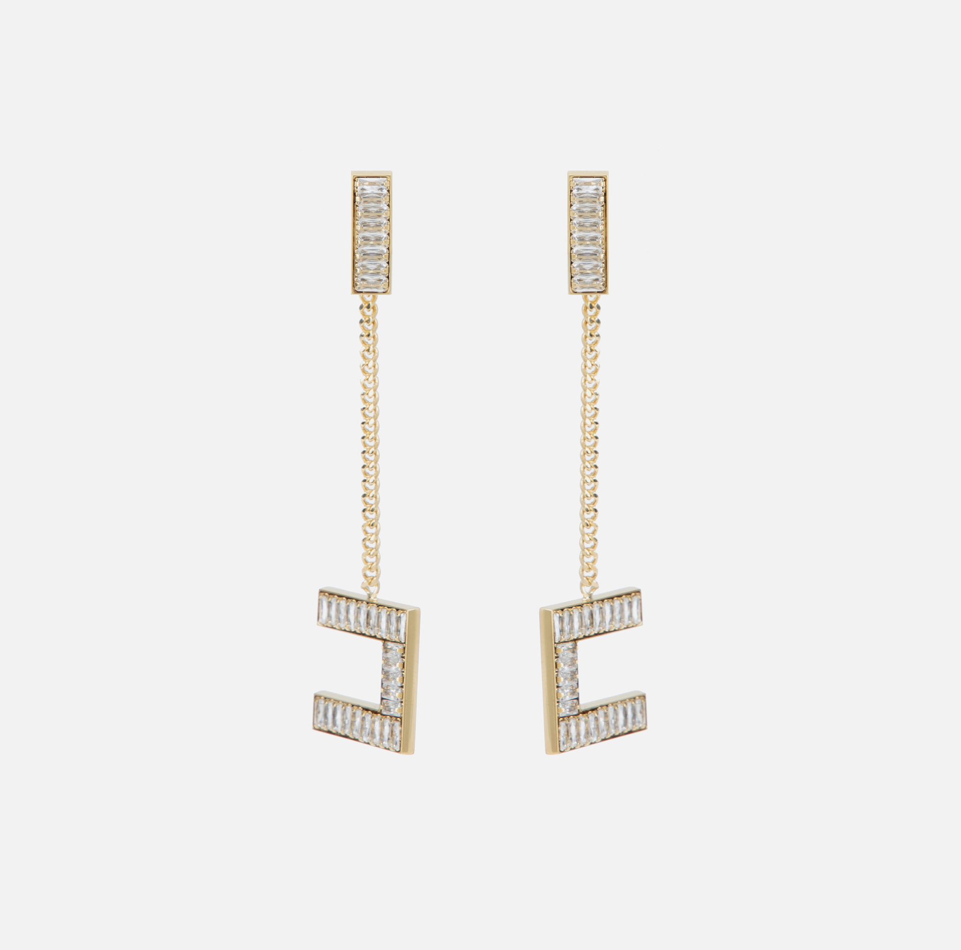 Boucles d'oreilles logo en métal argenté avec pendentif logo - ACCESSORI - Elisabetta Franchi