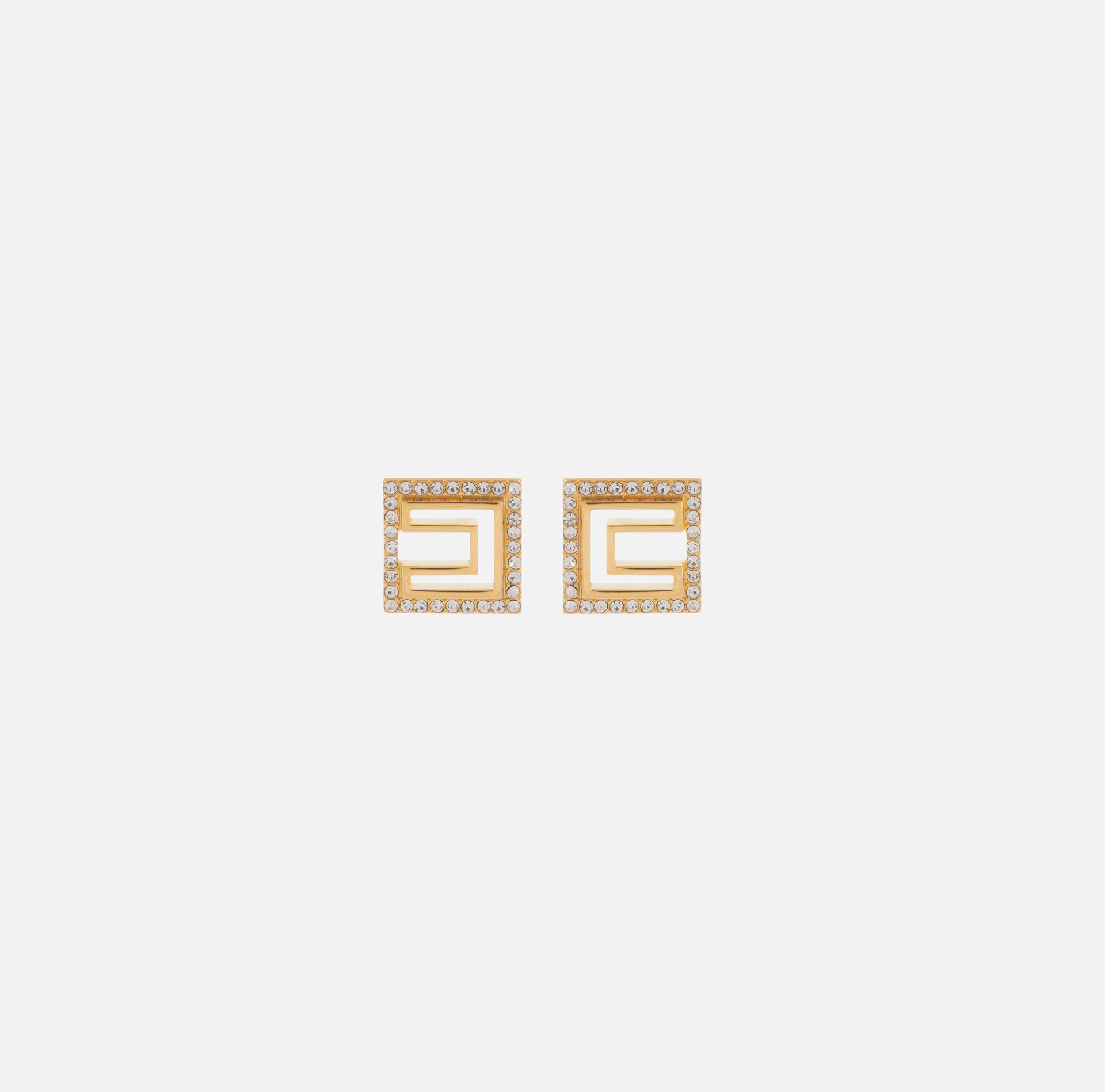 Brass micro square earrings with logo and rhinestones - ACCESSORI - Elisabetta Franchi
