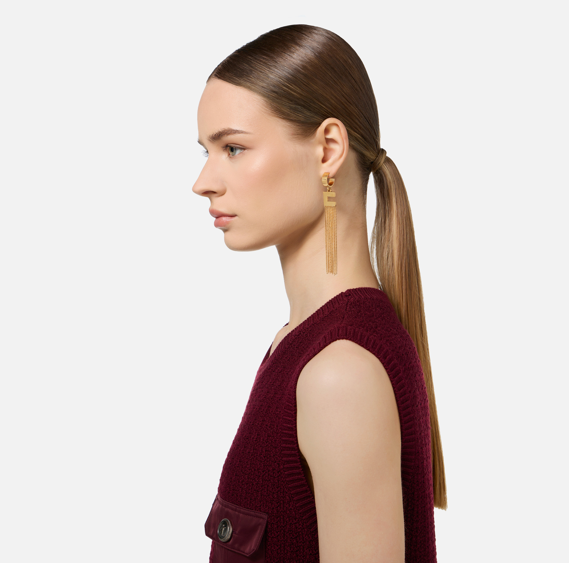 Drop Earrings With Logo - Elisabetta Franchi