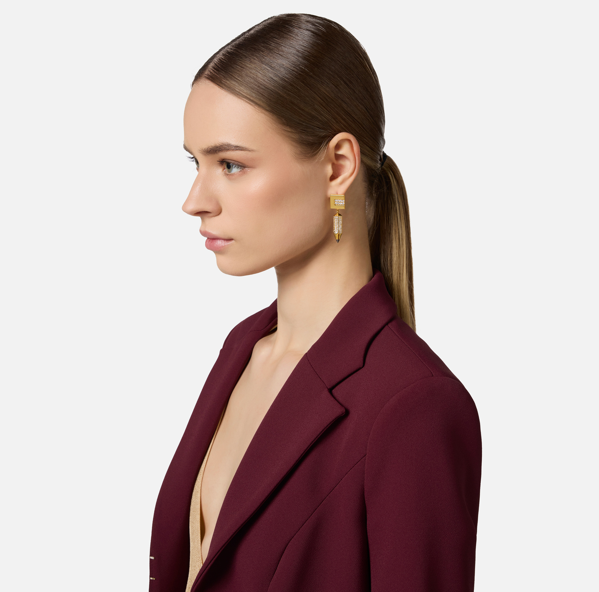 Pencil-shaped rhinestone earrings - Elisabetta Franchi