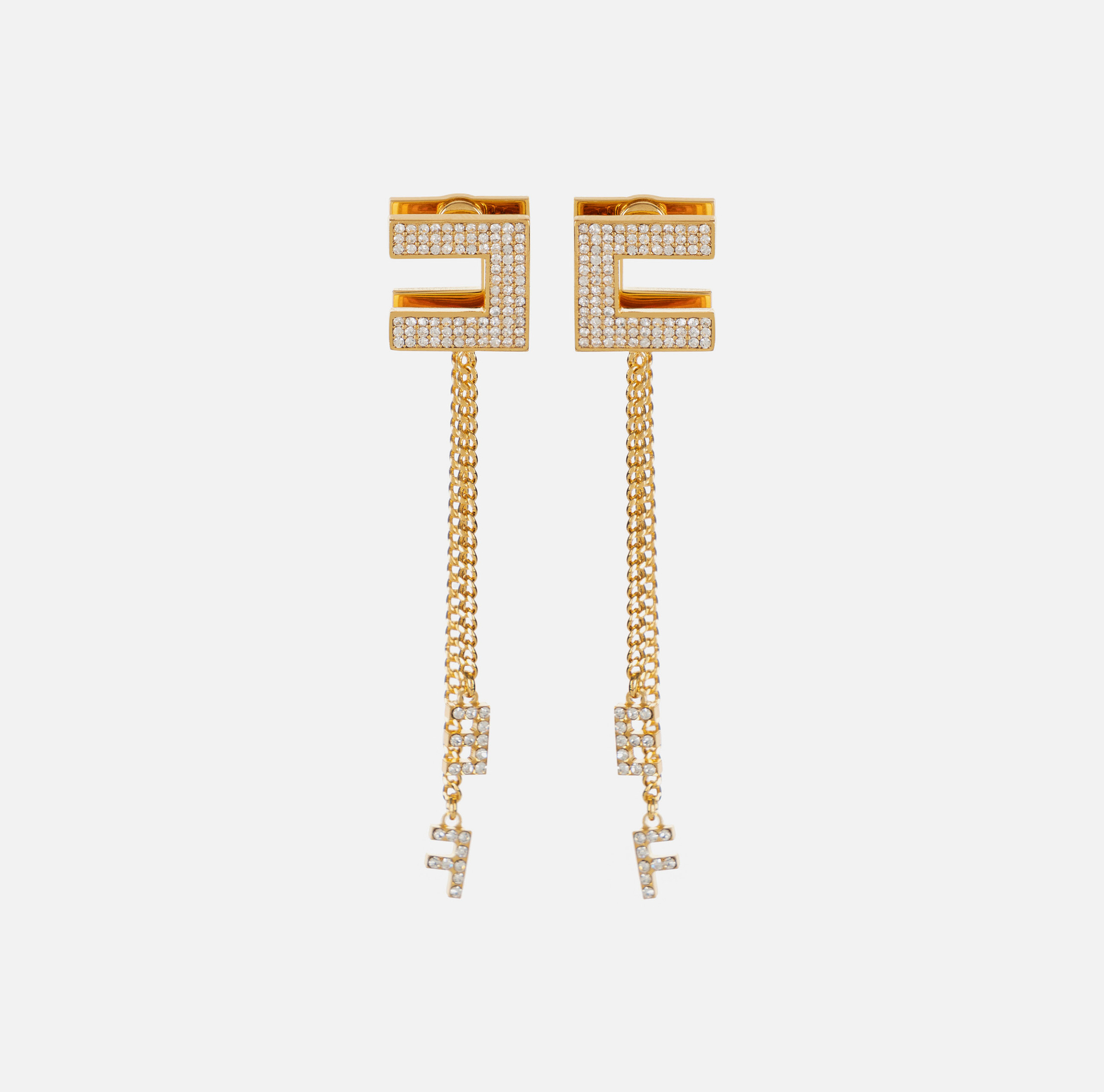 Boucles d'oreilles avec logo en strass et pendentifs - ACCESSORI - Elisabetta Franchi