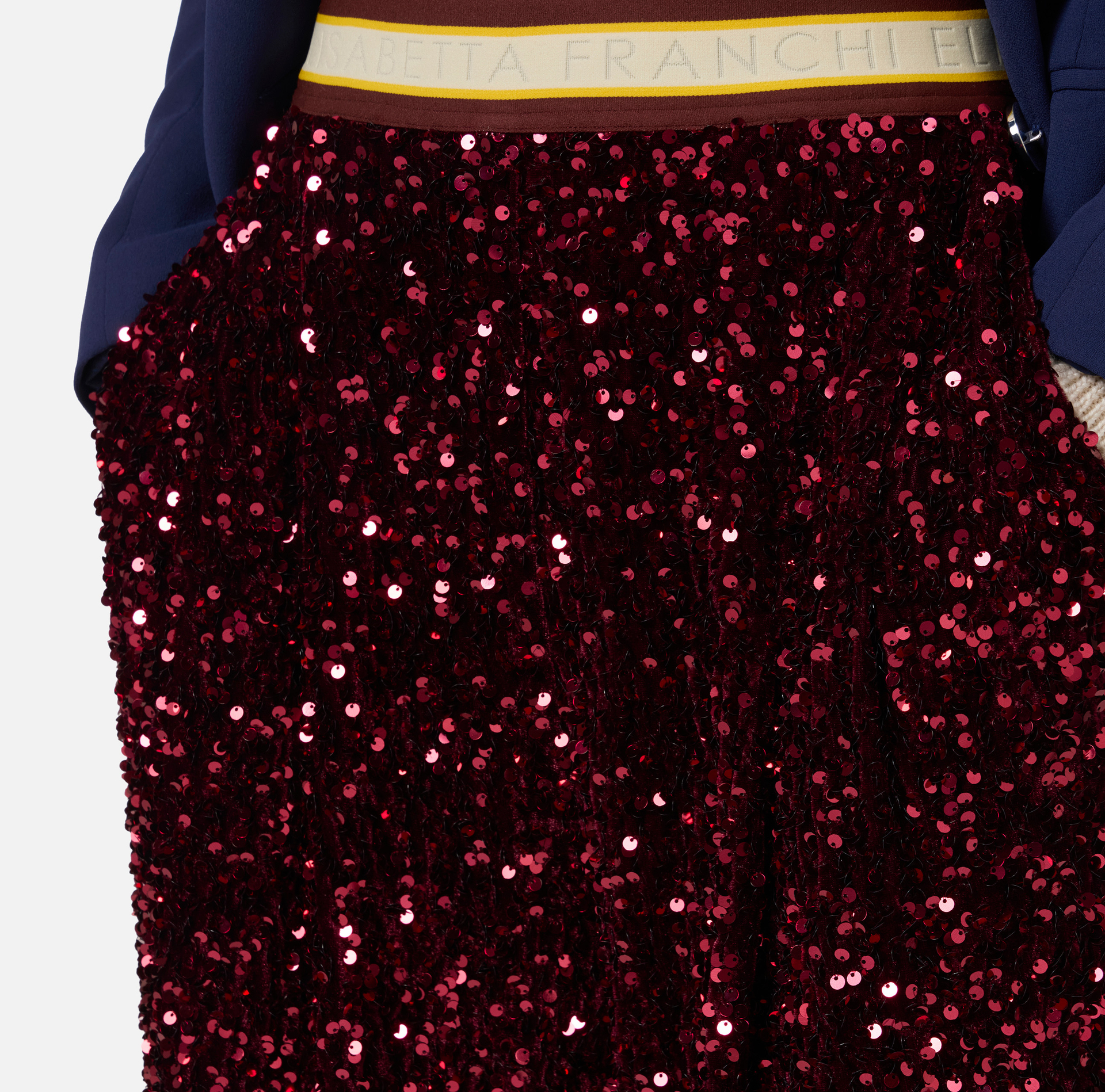 Pantalone in ciniglia ricamata con paillettes - Elisabetta Franchi