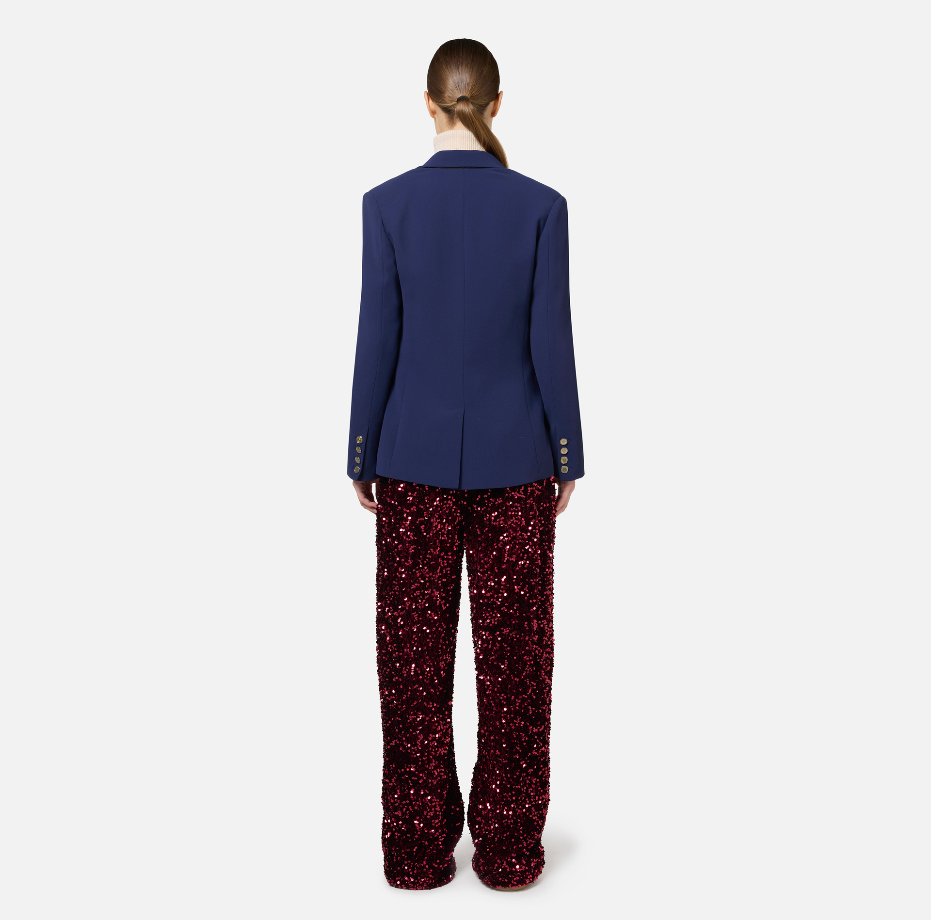 Pantalone in ciniglia ricamata con paillettes - Elisabetta Franchi