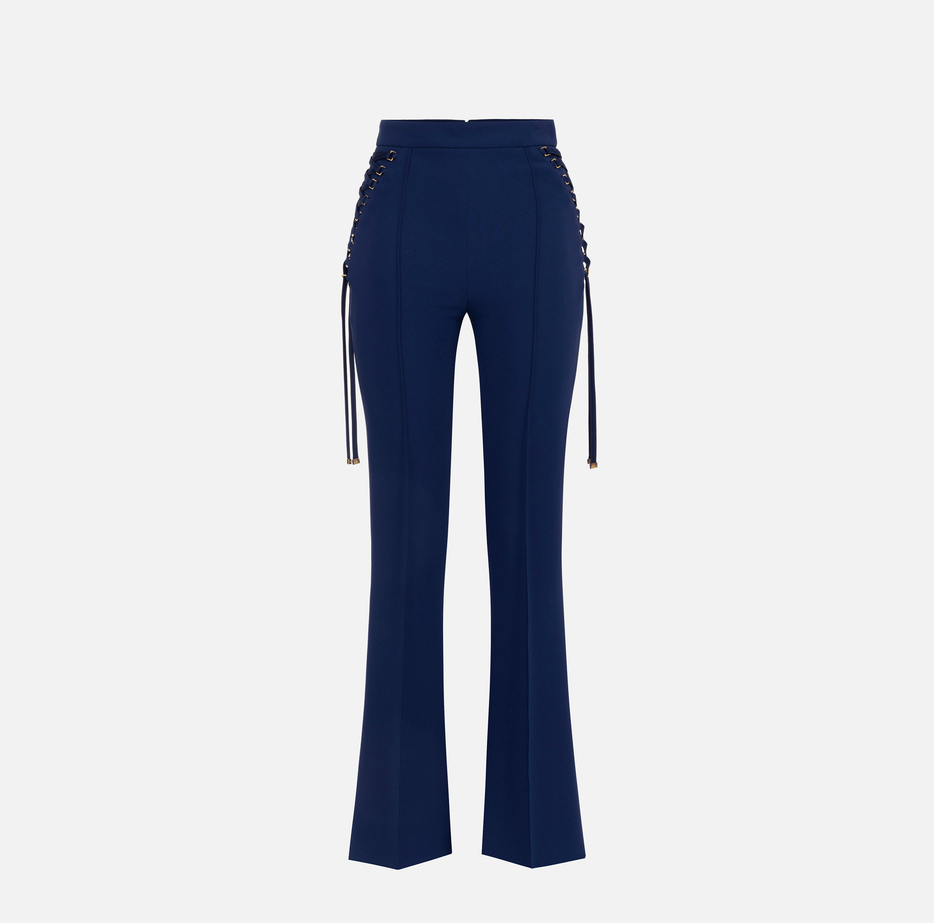 Pantaloni a zampa in crêpe con lacci criss-cross - Elisabetta Franchi