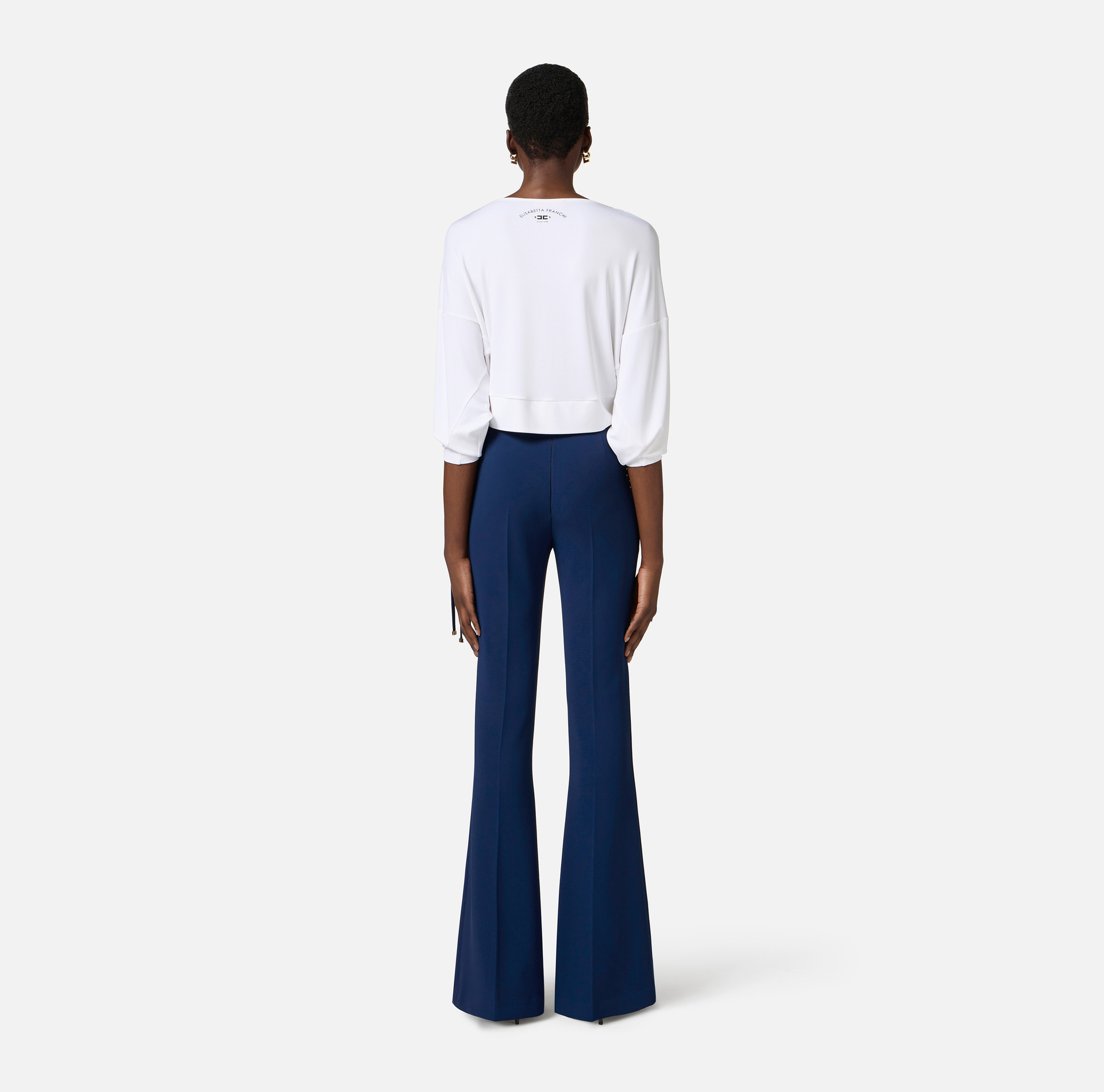 Pantaloni a zampa in crêpe con lacci criss-cross - Elisabetta Franchi