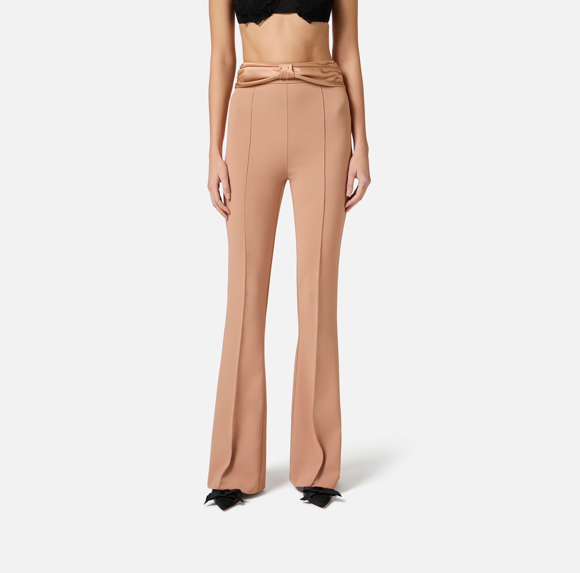 Pantaloni in crêpe con fiocco in raso - Elisabetta Franchi