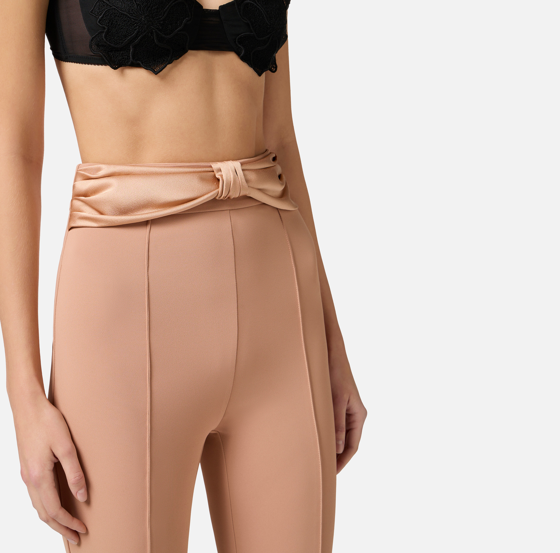 Pantaloni in crêpe con fiocco in raso - Elisabetta Franchi