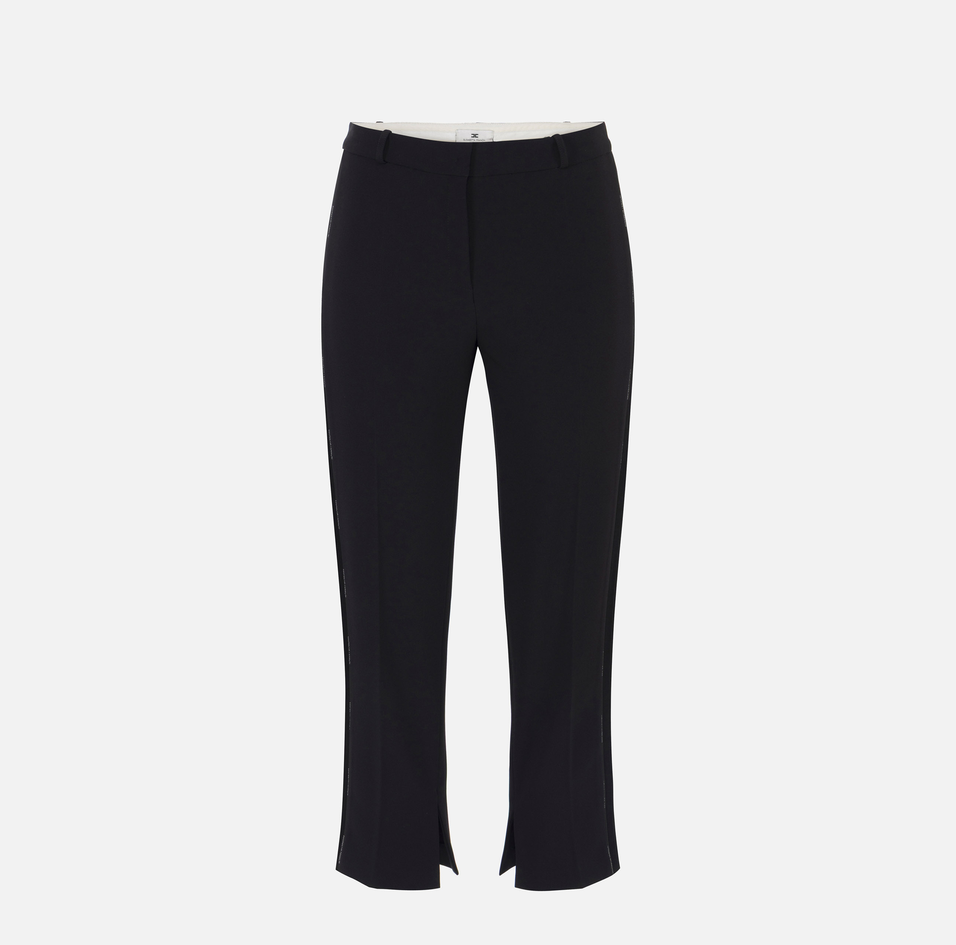 Trousers in lightweight crêpe fabric with tuxedo details - Elisabetta Franchi