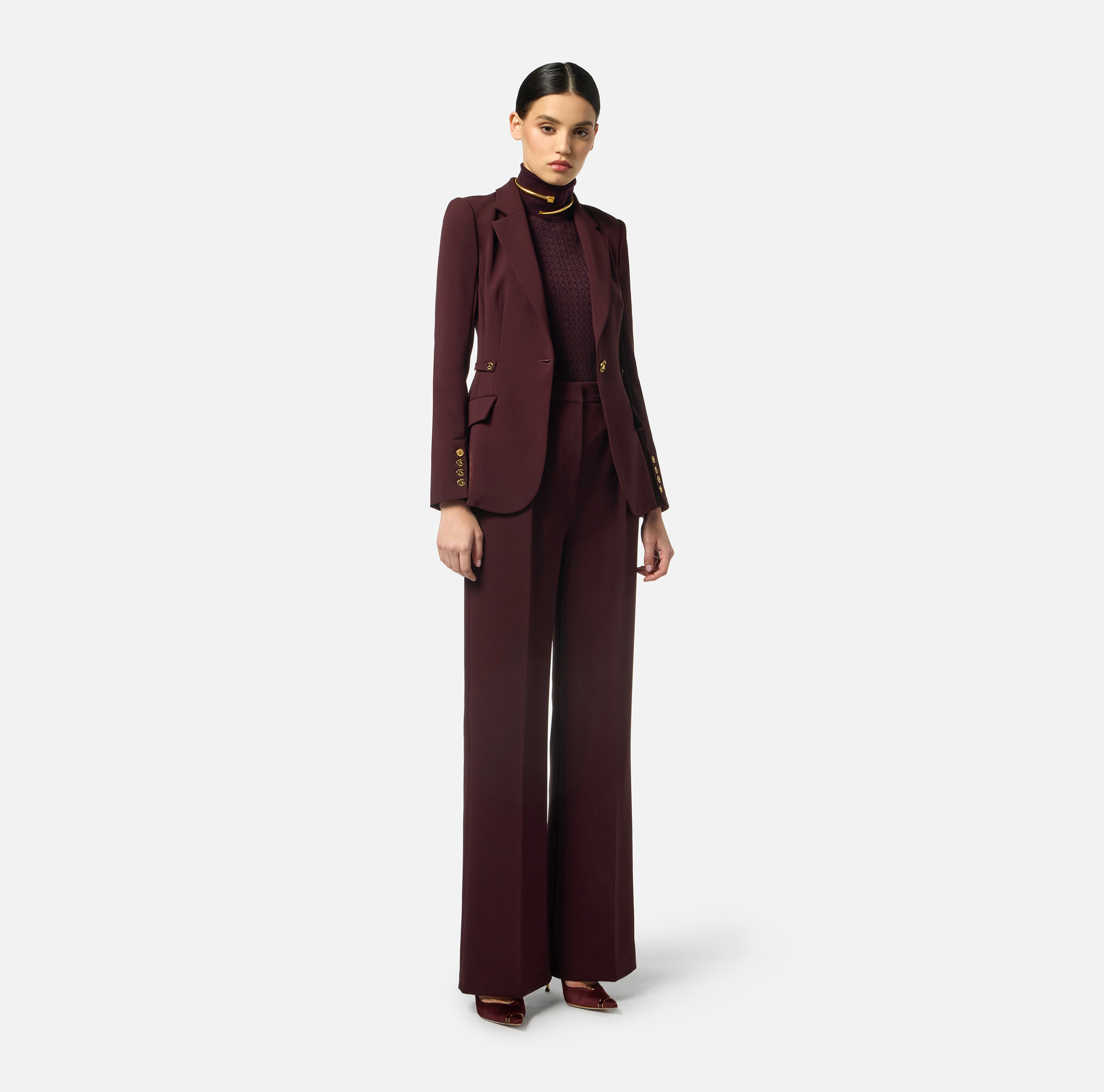 Pantalon en crêpe avec accessoire bijou - Elisabetta Franchi