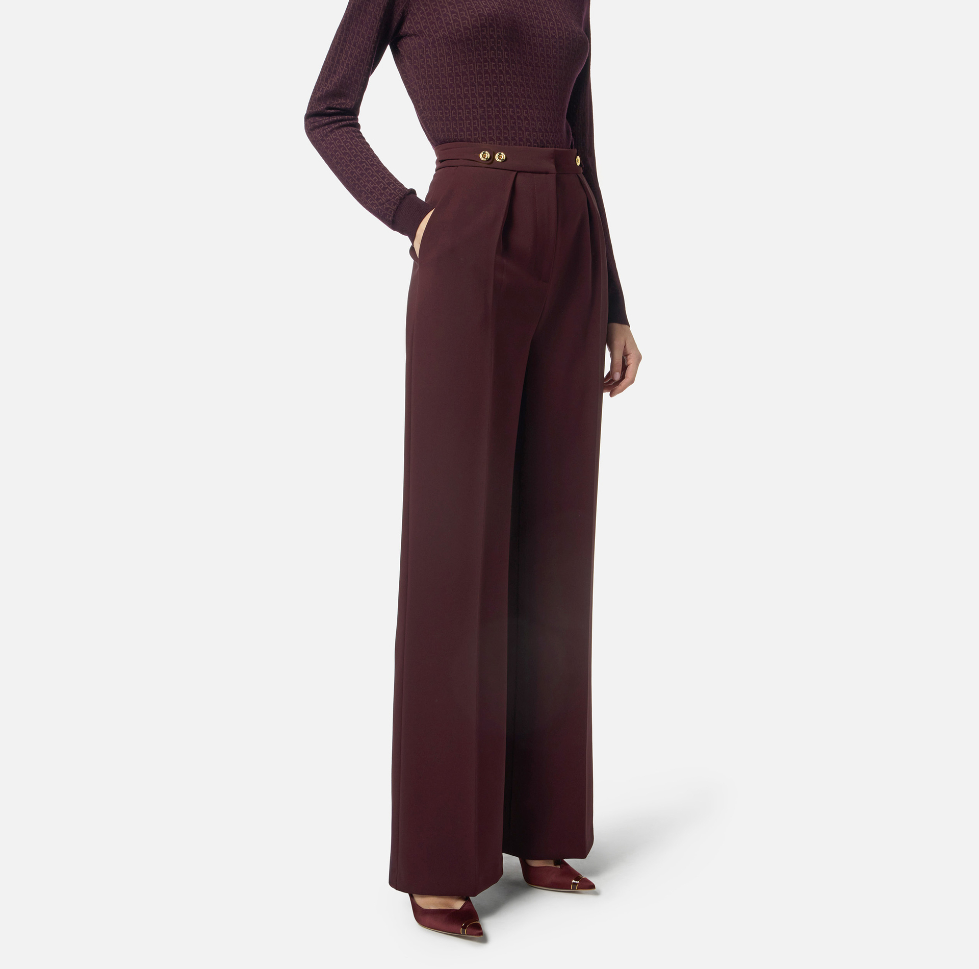 Pantalon en crêpe avec accessoire bijou - Elisabetta Franchi
