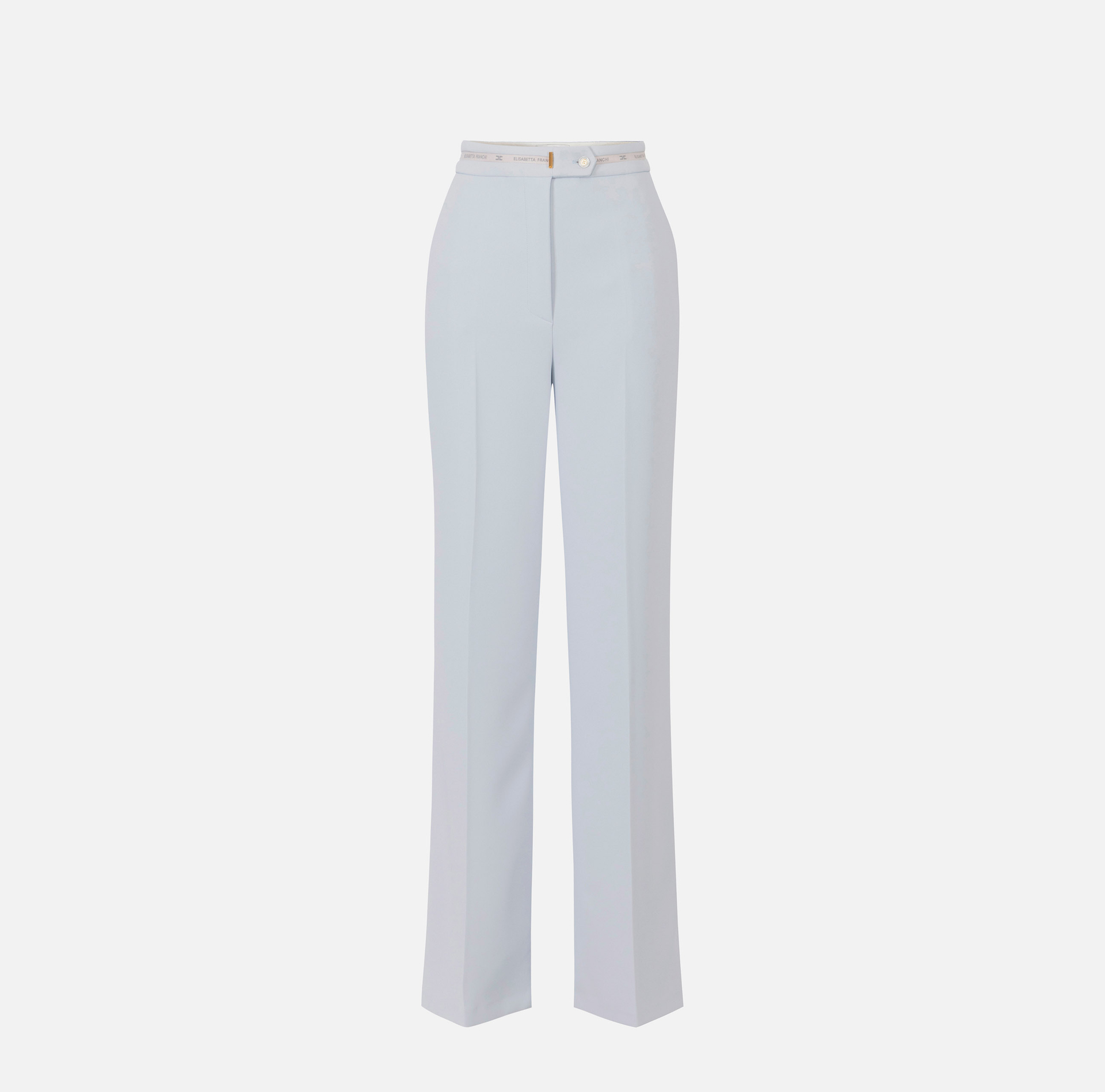Trousers in lightweight crêpe fabric with logo ribbon - Elisabetta Franchi