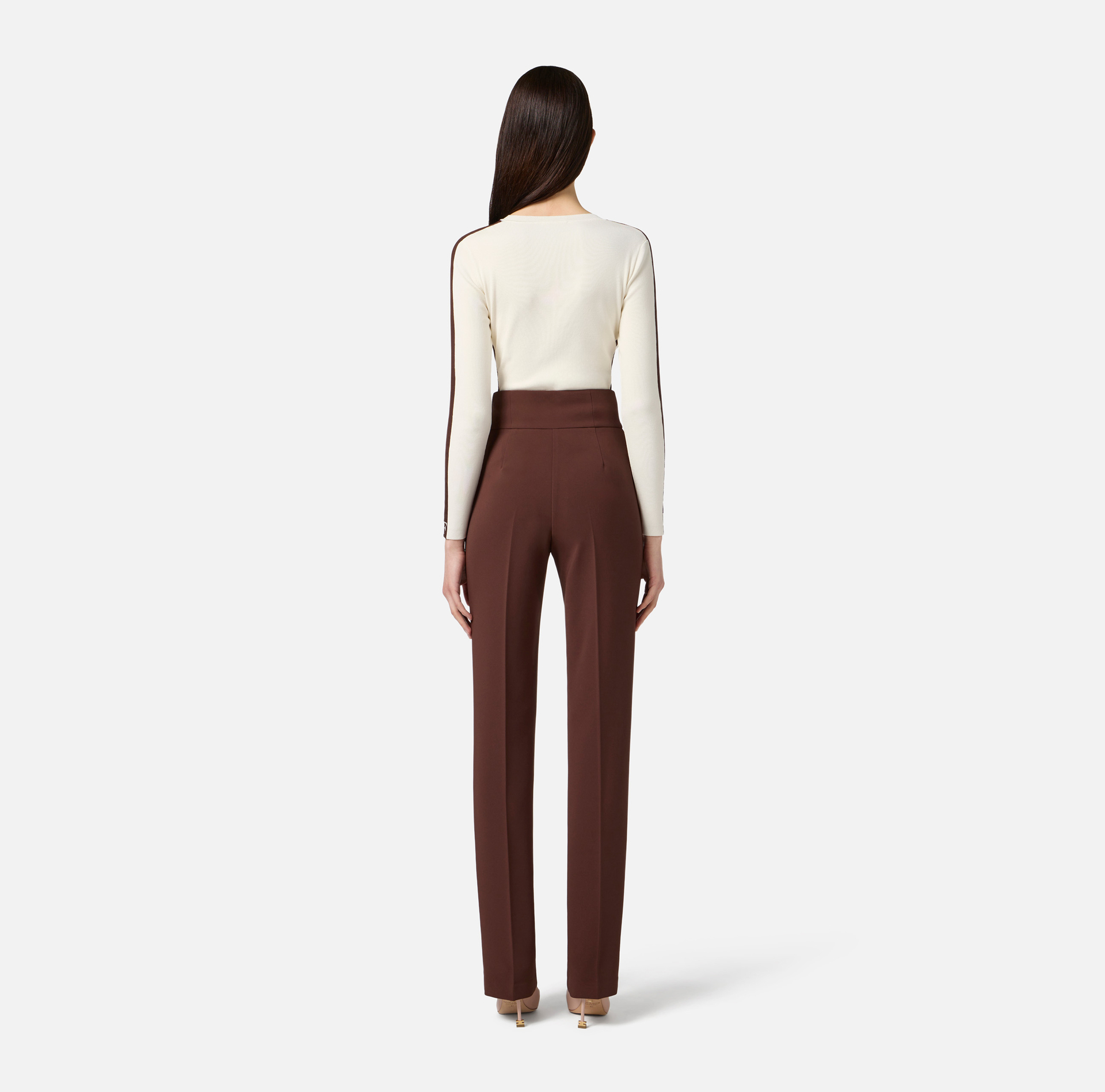Pantalon en crêpe léger avec bande en craquelé - Elisabetta Franchi