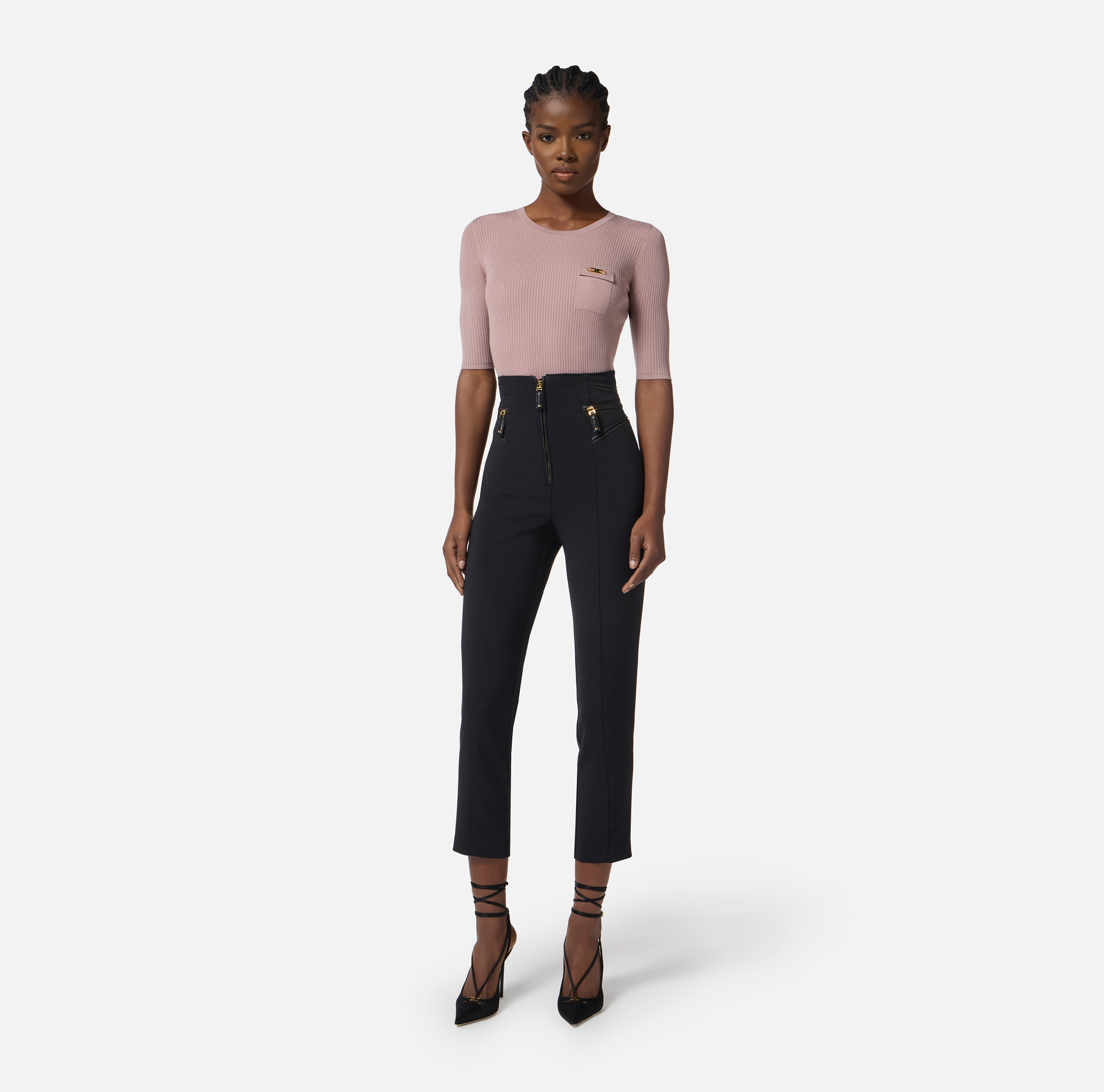 Pantalon en crêpe avec détails zip - Elisabetta Franchi