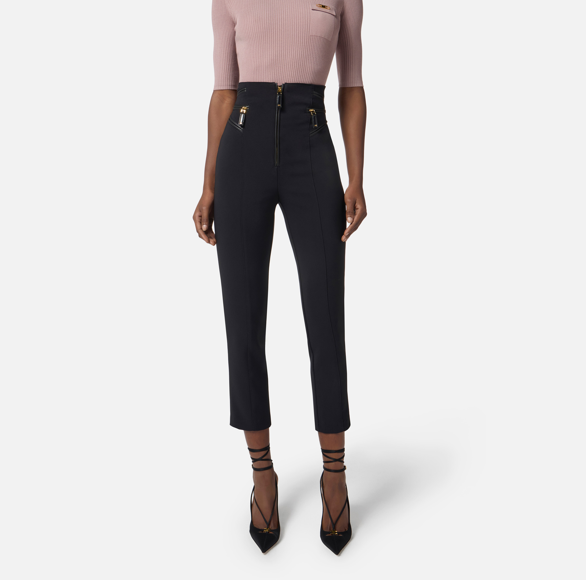 Pantalon en crêpe avec détails zip - Elisabetta Franchi