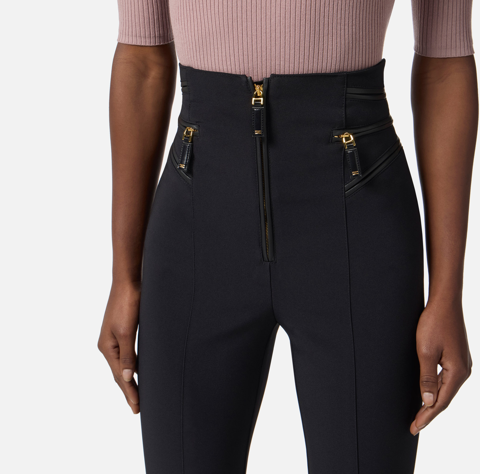 Pantalon en crêpe avec détails zip - Elisabetta Franchi