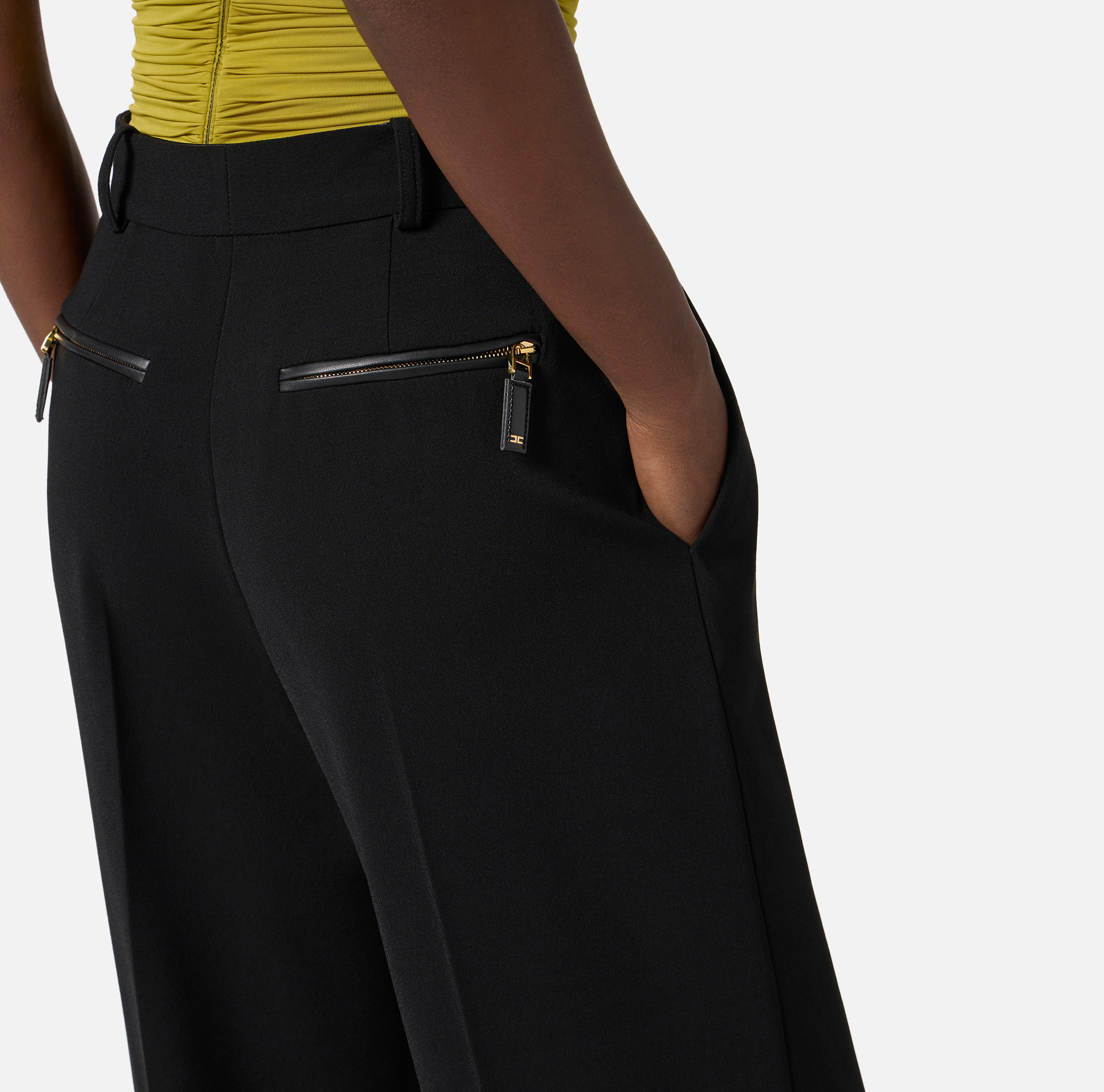 Trousers in flowing crêpe fabric - Elisabetta Franchi