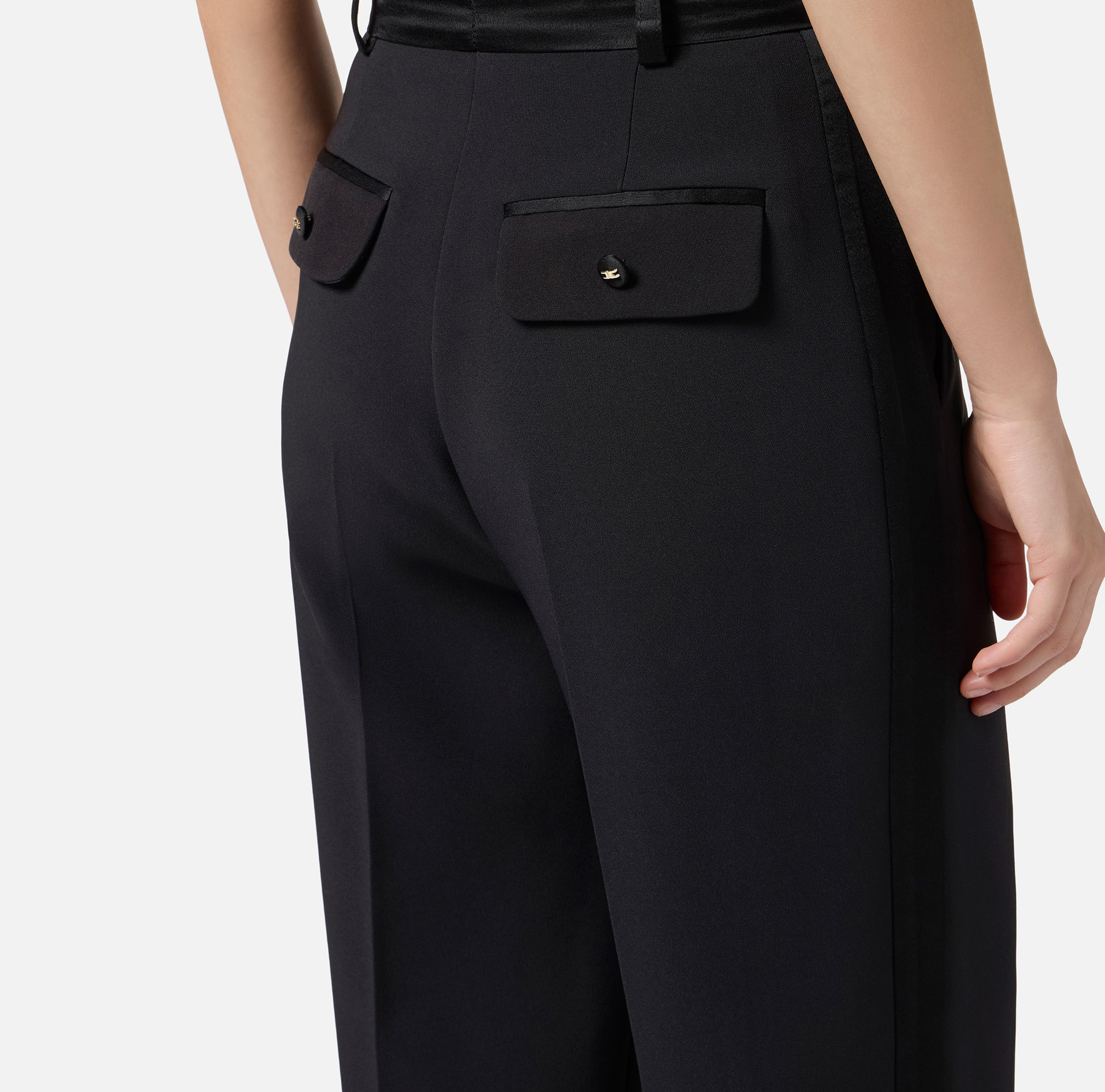 Pantalón de crepé ligero con detalles esmoquin - Elisabetta Franchi