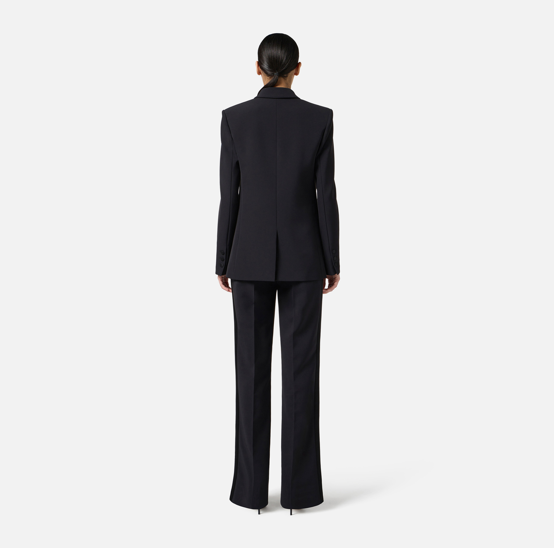 Pantalón de crepé ligero con detalles esmoquin - Elisabetta Franchi