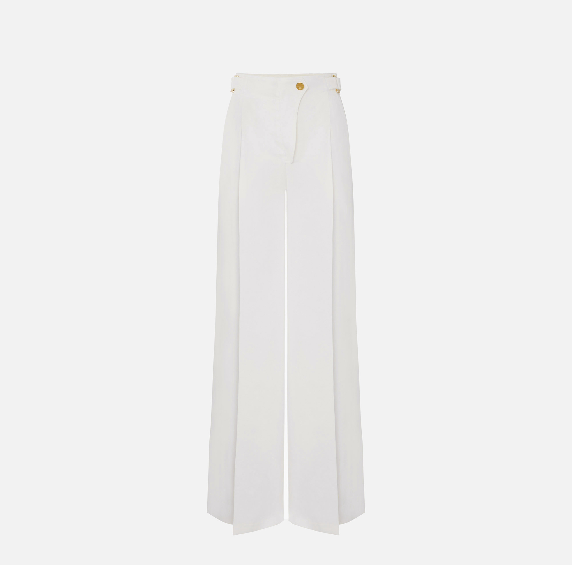 Pantaloni in misto lino con cinturini