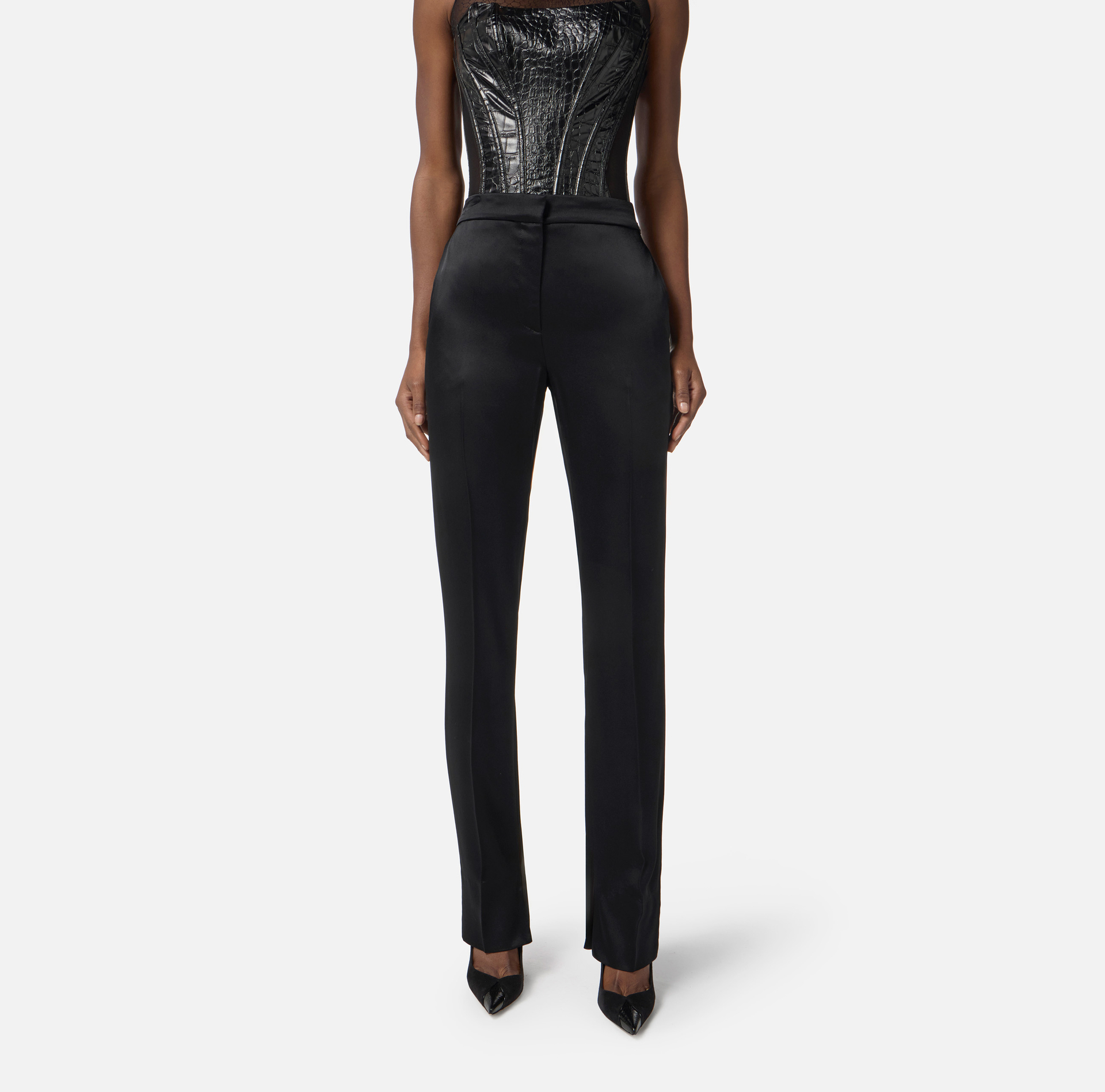 Pantalón de raso con aberturas - Elisabetta Franchi