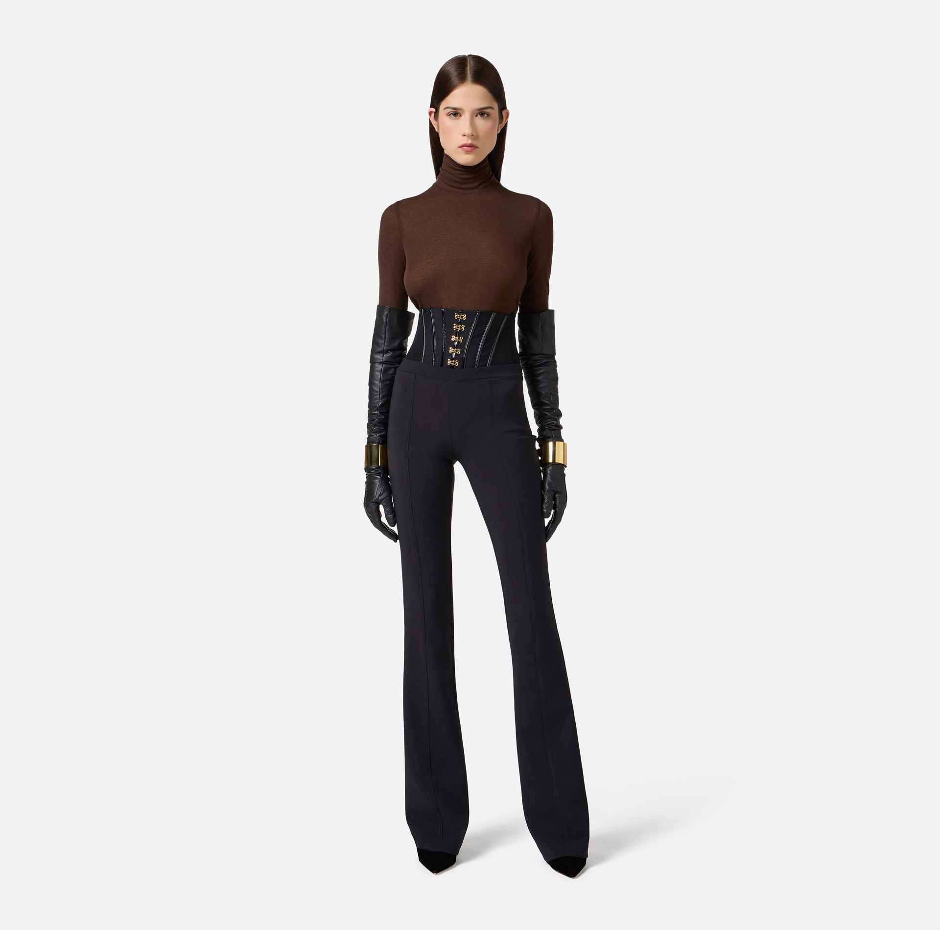 Pantalón de crepé ligero con ganchos joya - Elisabetta Franchi