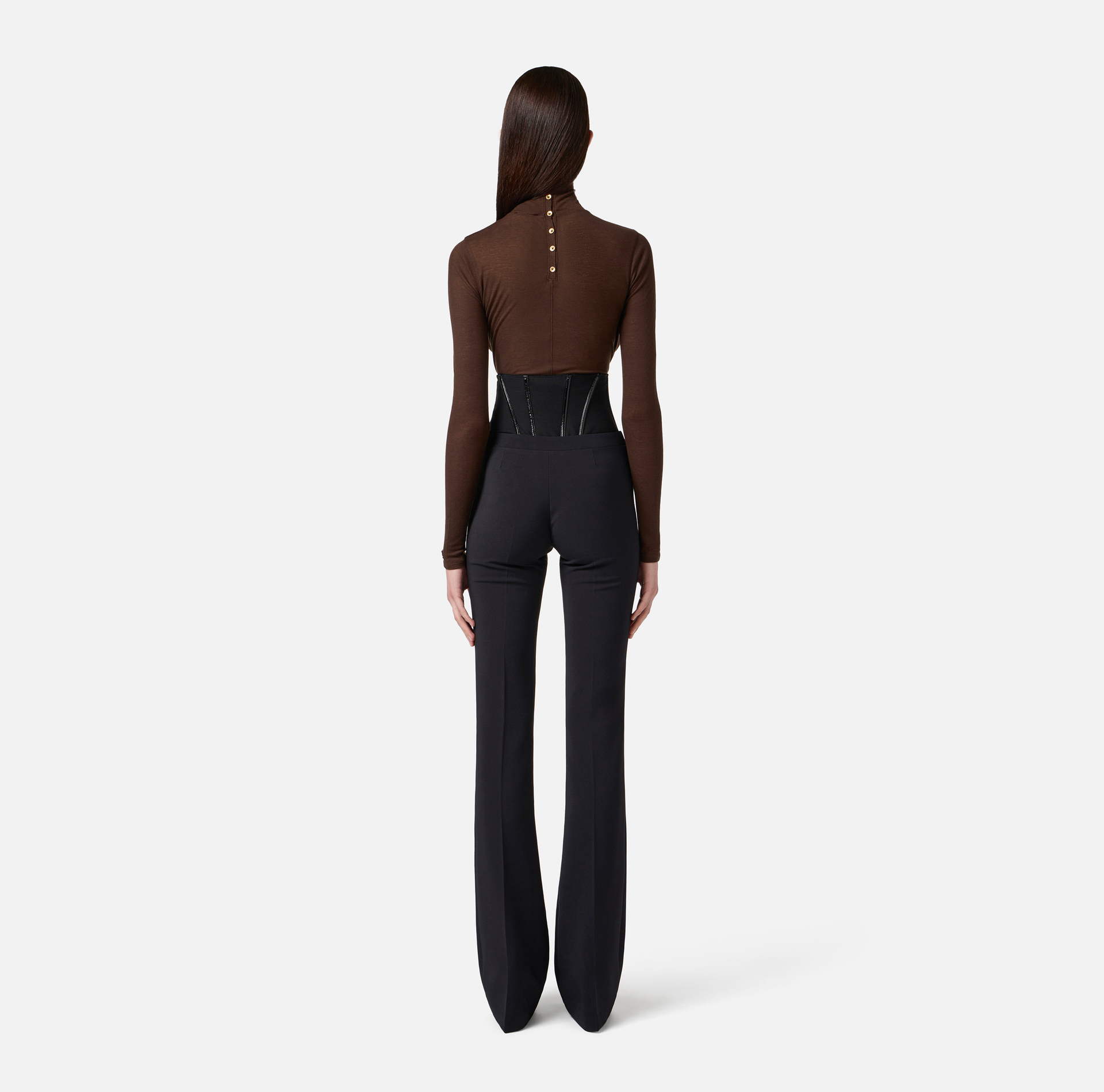 Pantalón de crepé ligero con ganchos joya - Elisabetta Franchi