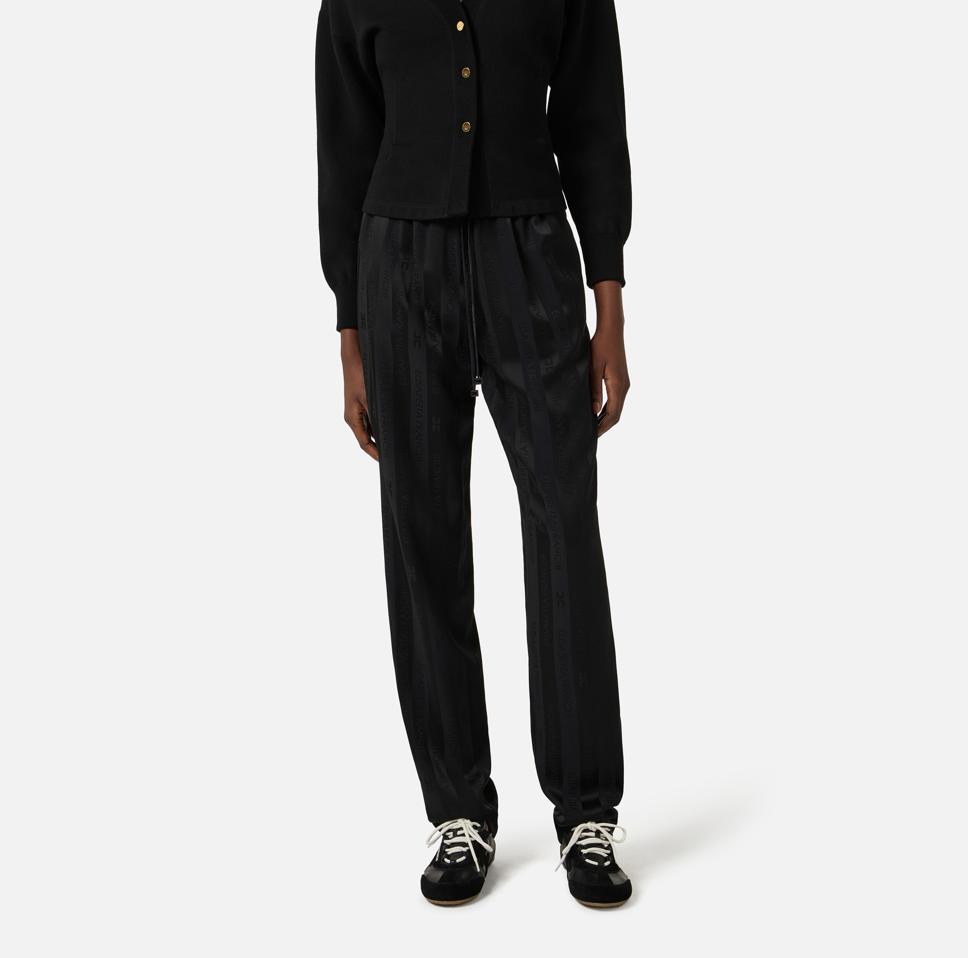 Satynowe spodnie w żakardowe paski - Elisabetta Franchi