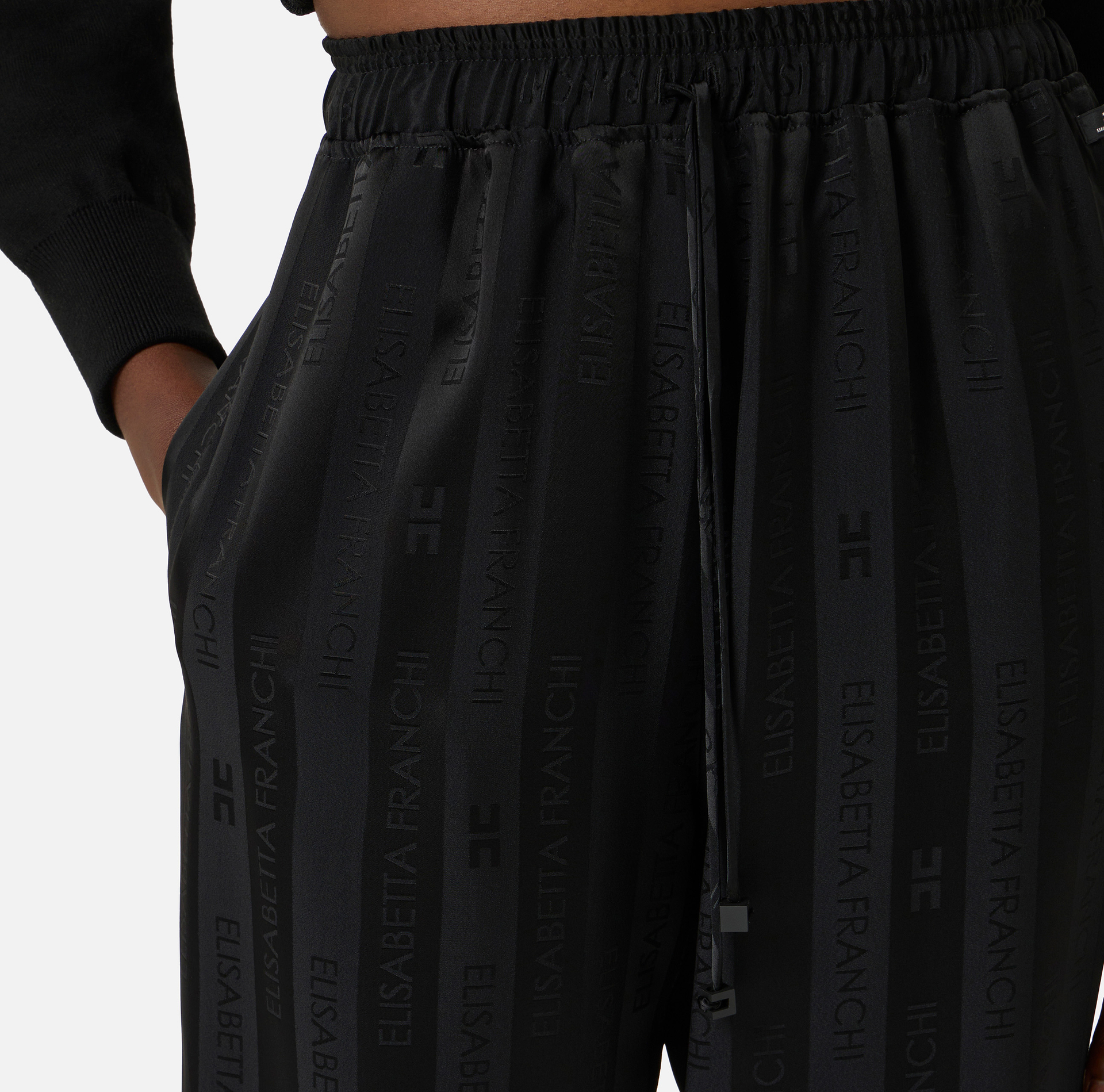 Satynowe spodnie w żakardowe paski - Elisabetta Franchi