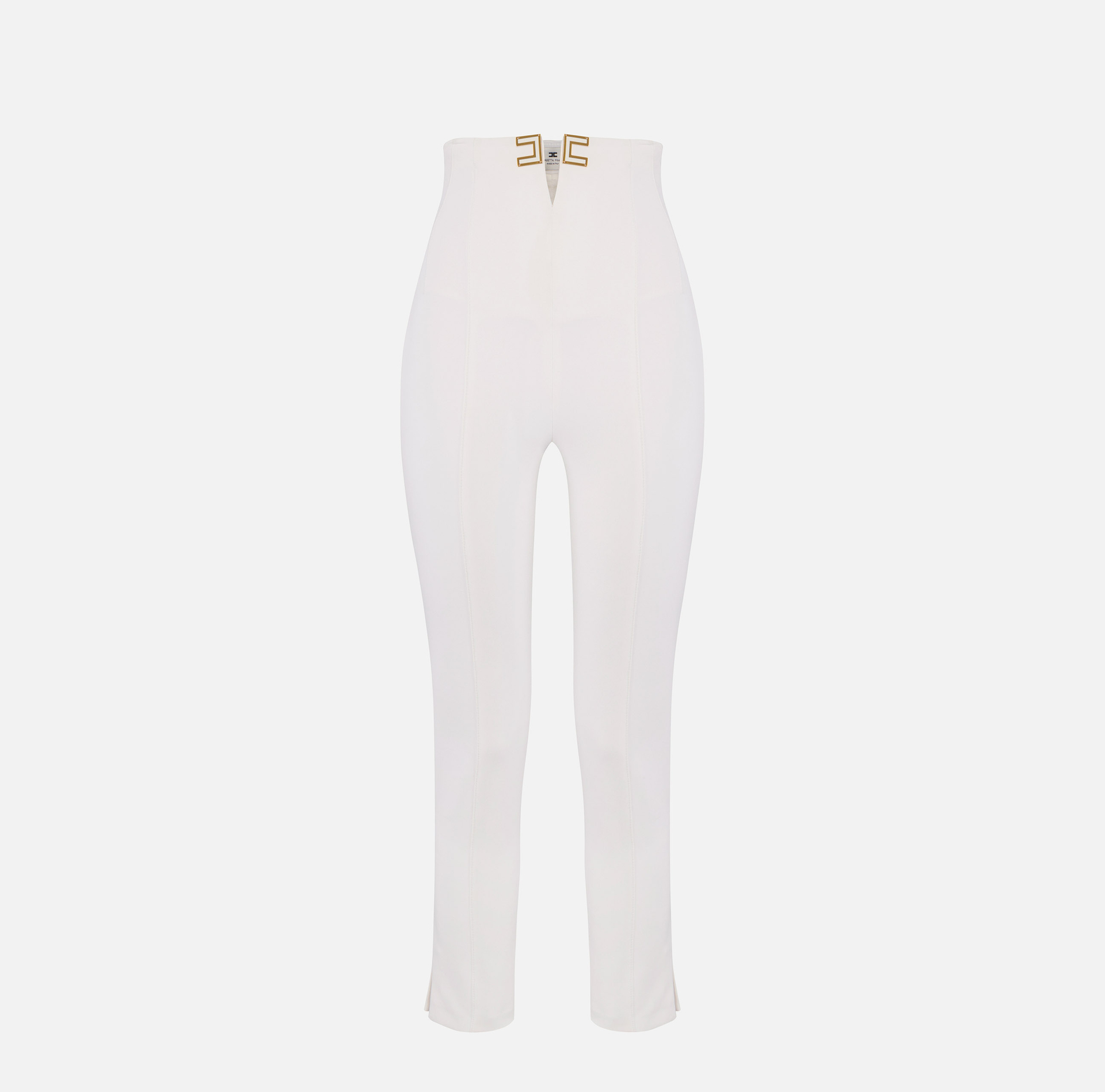 Pantaloni in doppio crêpe stretch con dettagli logo