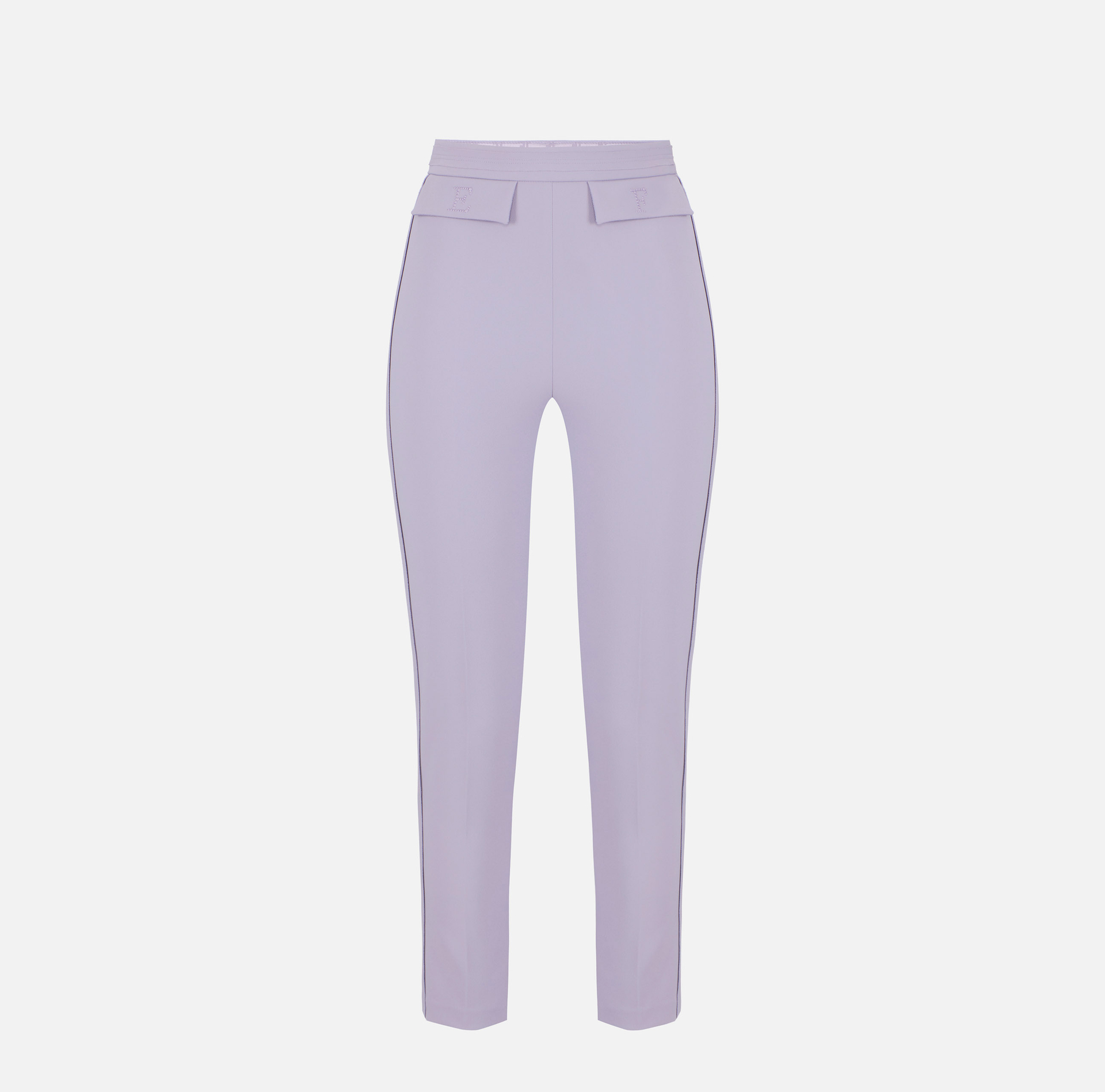 Pantaloni in doppio crêpe stretch con logo ricamato