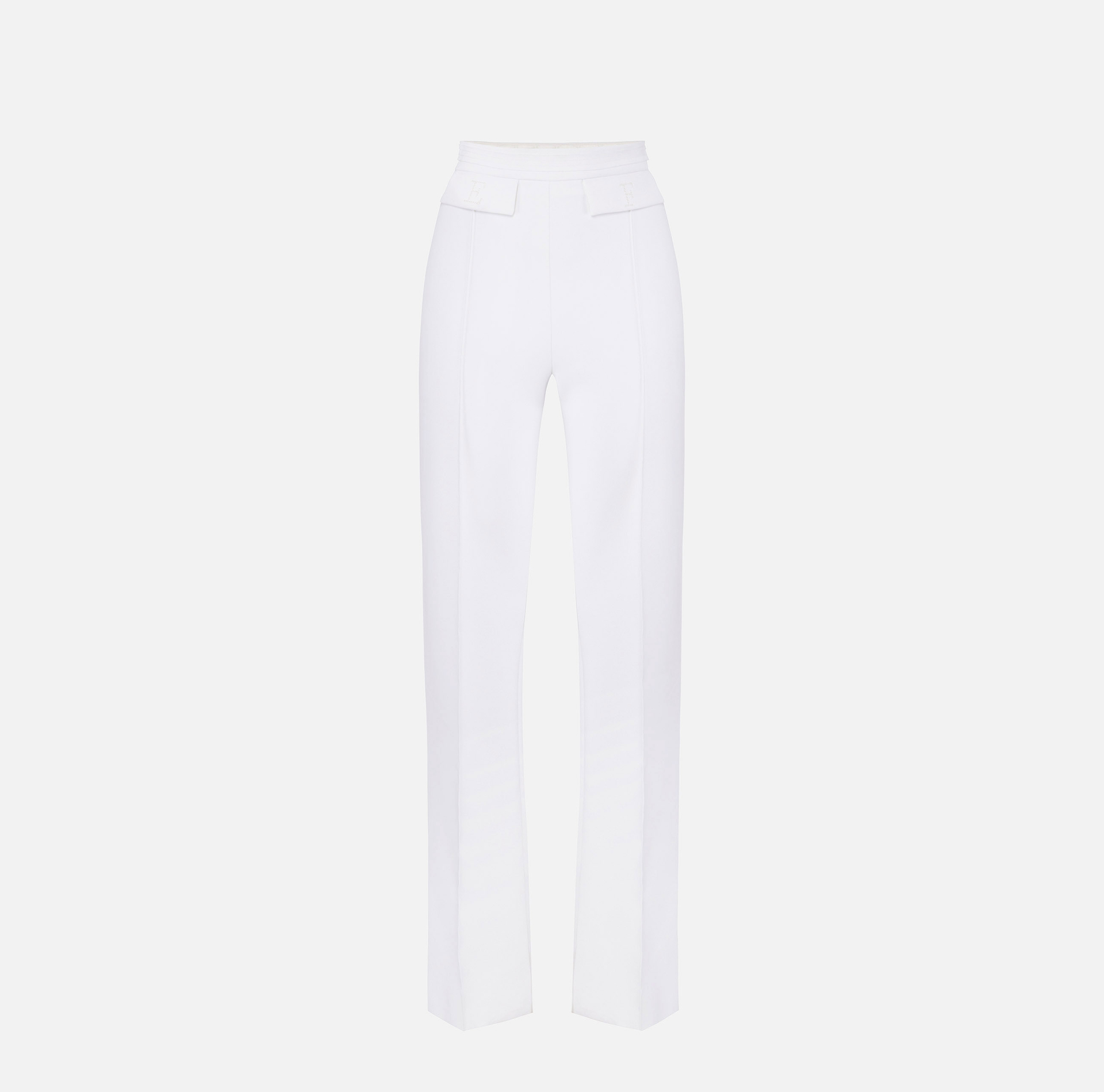Pantaloni in doppio crêpe stretch con logo ricamato