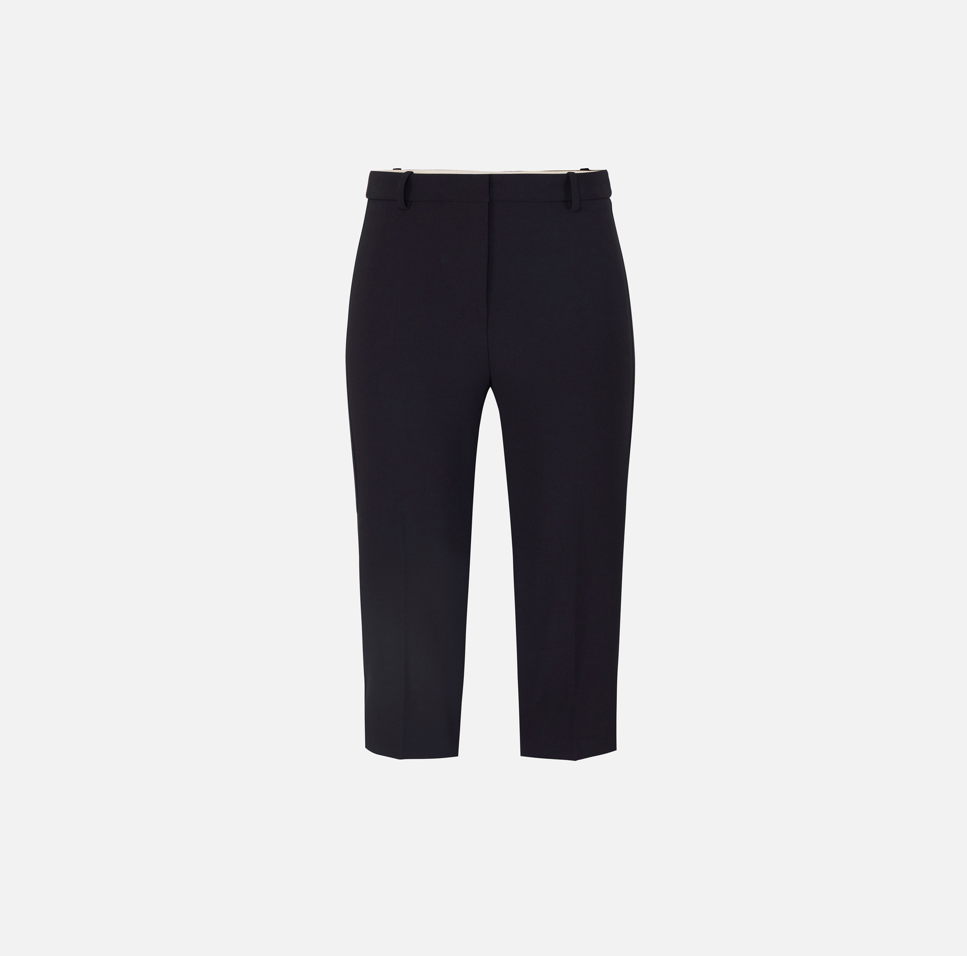 Pantaloni in crêpe leggero con bande in raso