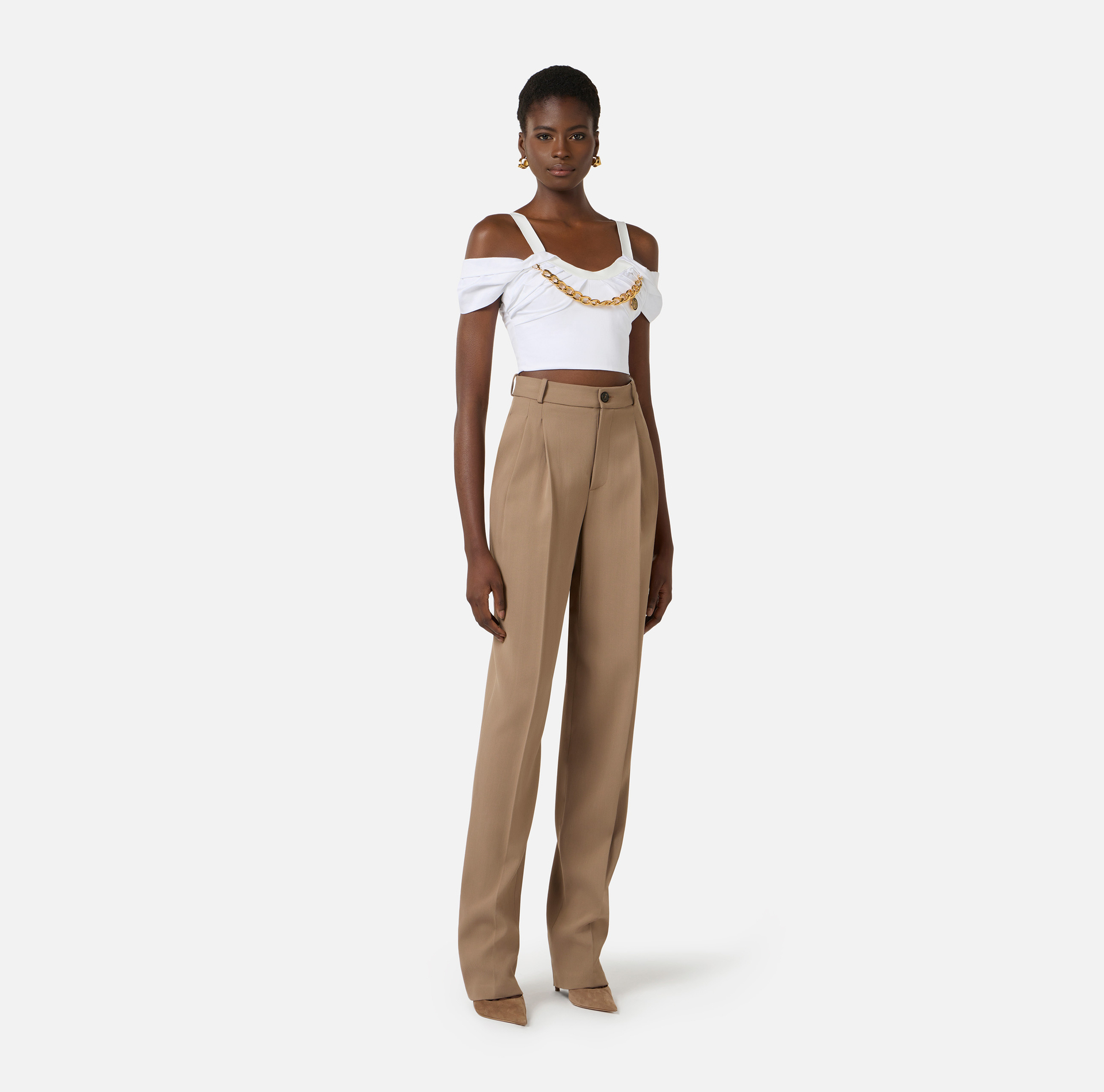 Spodnie z gabardyny z zaszewkami - Elisabetta Franchi