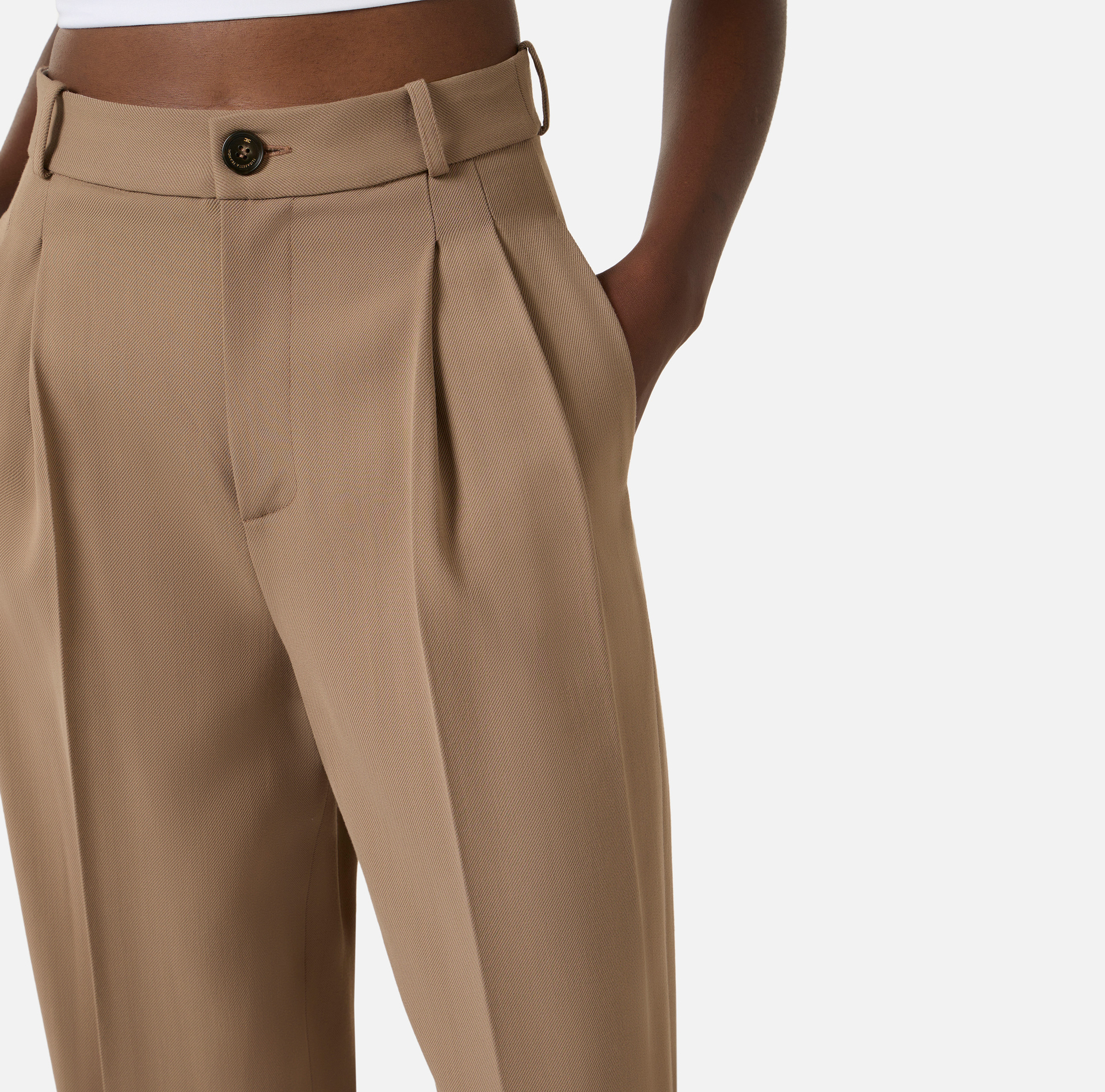 Spodnie z gabardyny z zaszewkami - Elisabetta Franchi