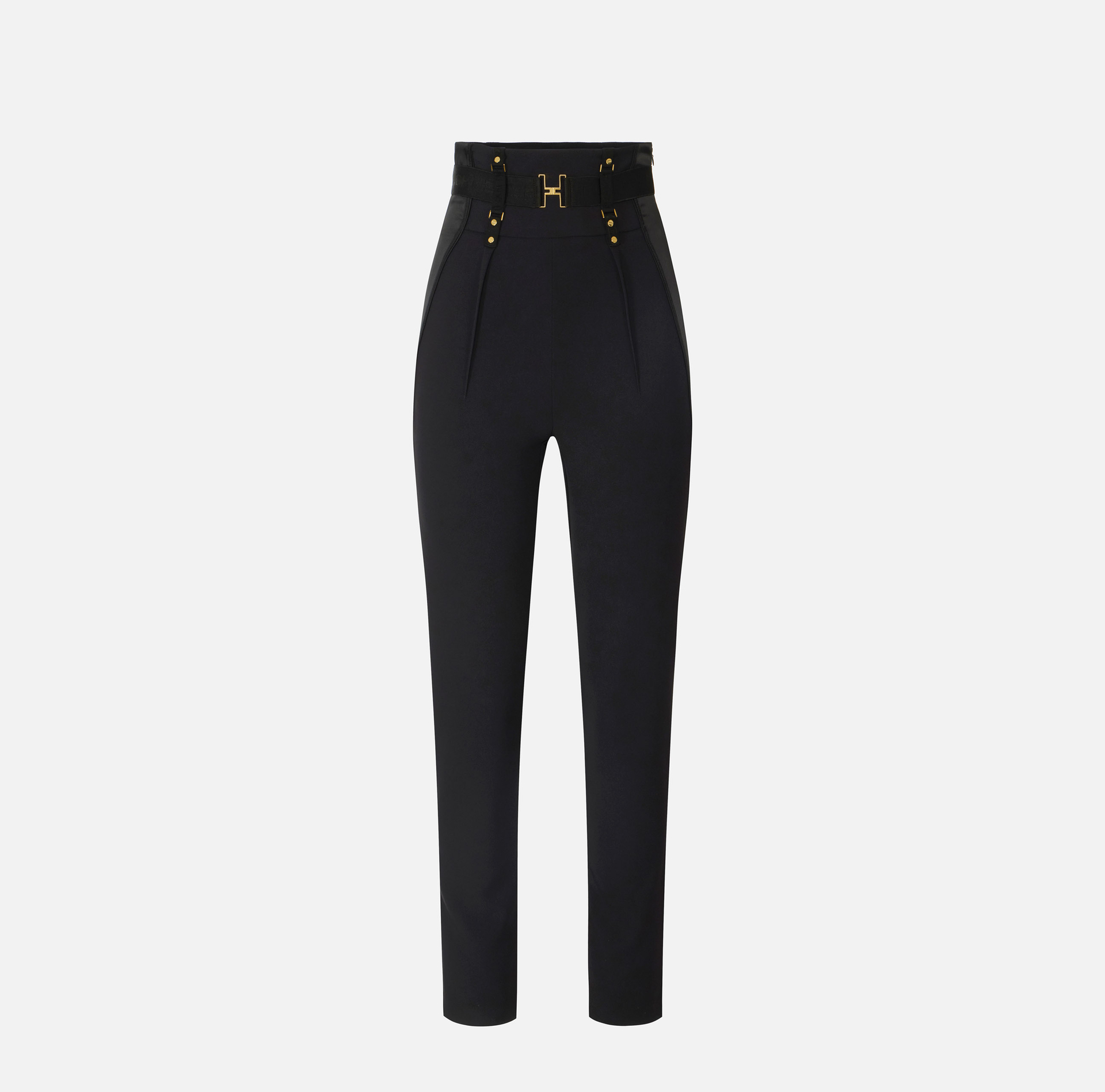 Pantaloni bustier in crêpe leggero e raso