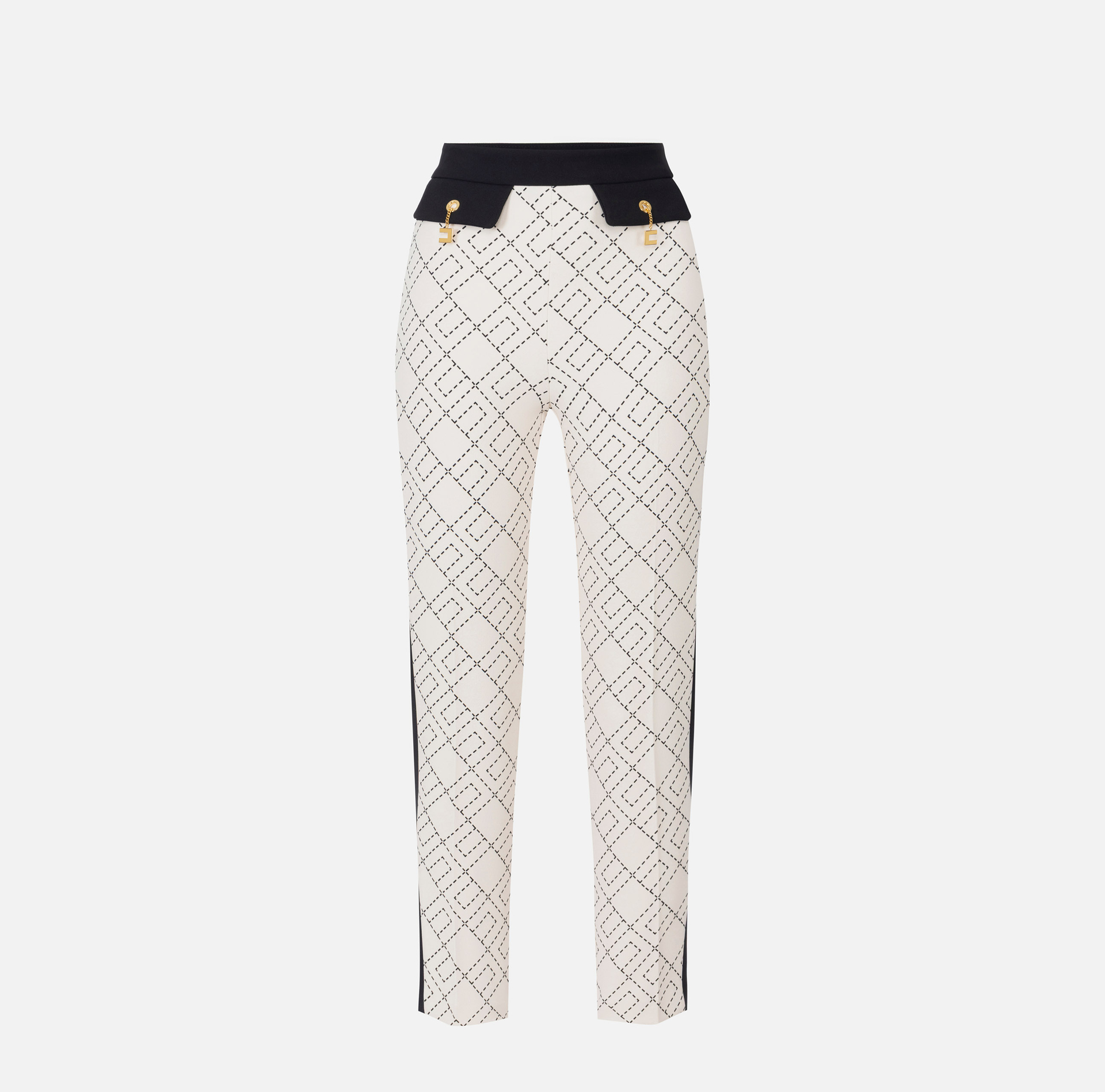 Pantalón bicolor de doble crepé con estampado - Elisabetta Franchi
