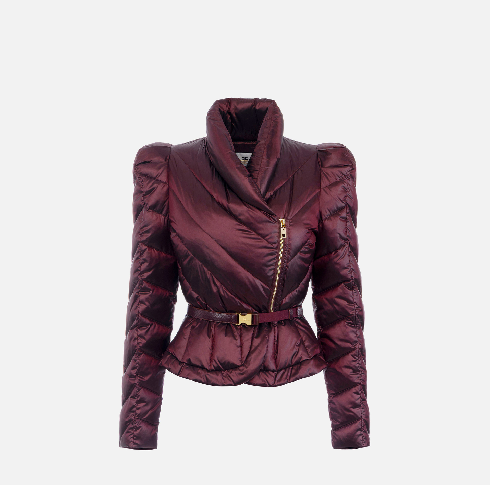 Down jacket in voile fabric with peplum - Elisabetta Franchi